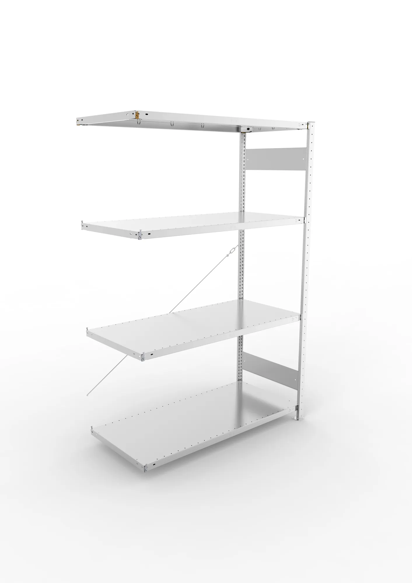 META CLIP | Fachbodenregal | Anbauregal | 2000 x 1300 x 600 mm | Fachlast 230 kg | 3+1 Ebenen | verzinkt