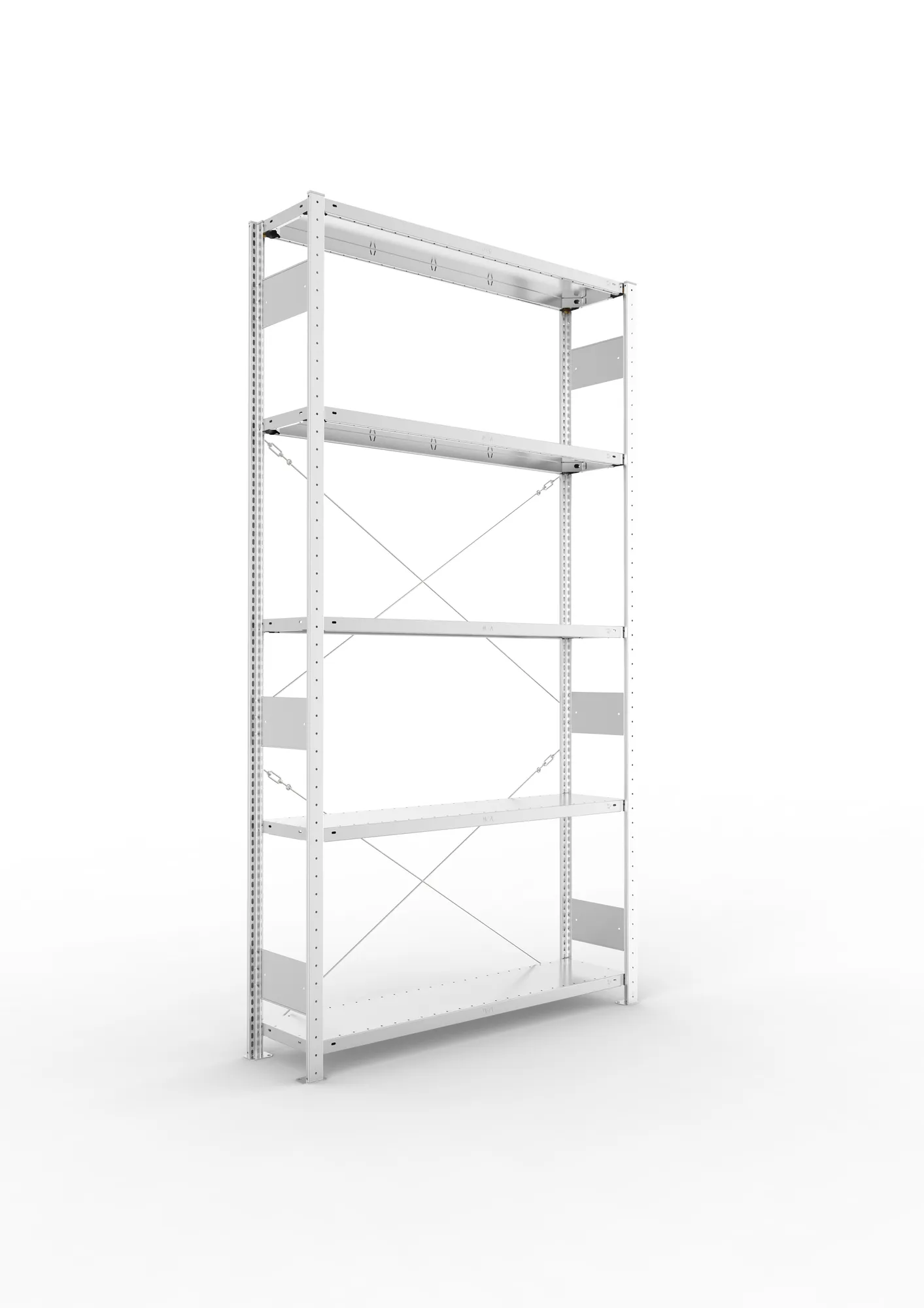 META CLIP S3 | Fachbodenregal | Grundregal | 2500 x 1300 x 300 mm | Fachlast 230 kg | 4+1 Ebenen | verzinkt