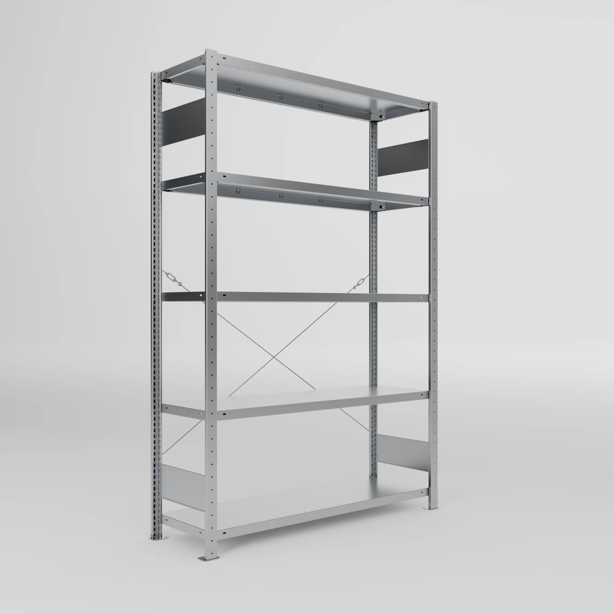 META CLIP S3 | Fachbodenregal | Grundregal | 2000 x 1300 x 400 mm | Fachlast 150 kg | 4+1 Ebenen | verzinkt