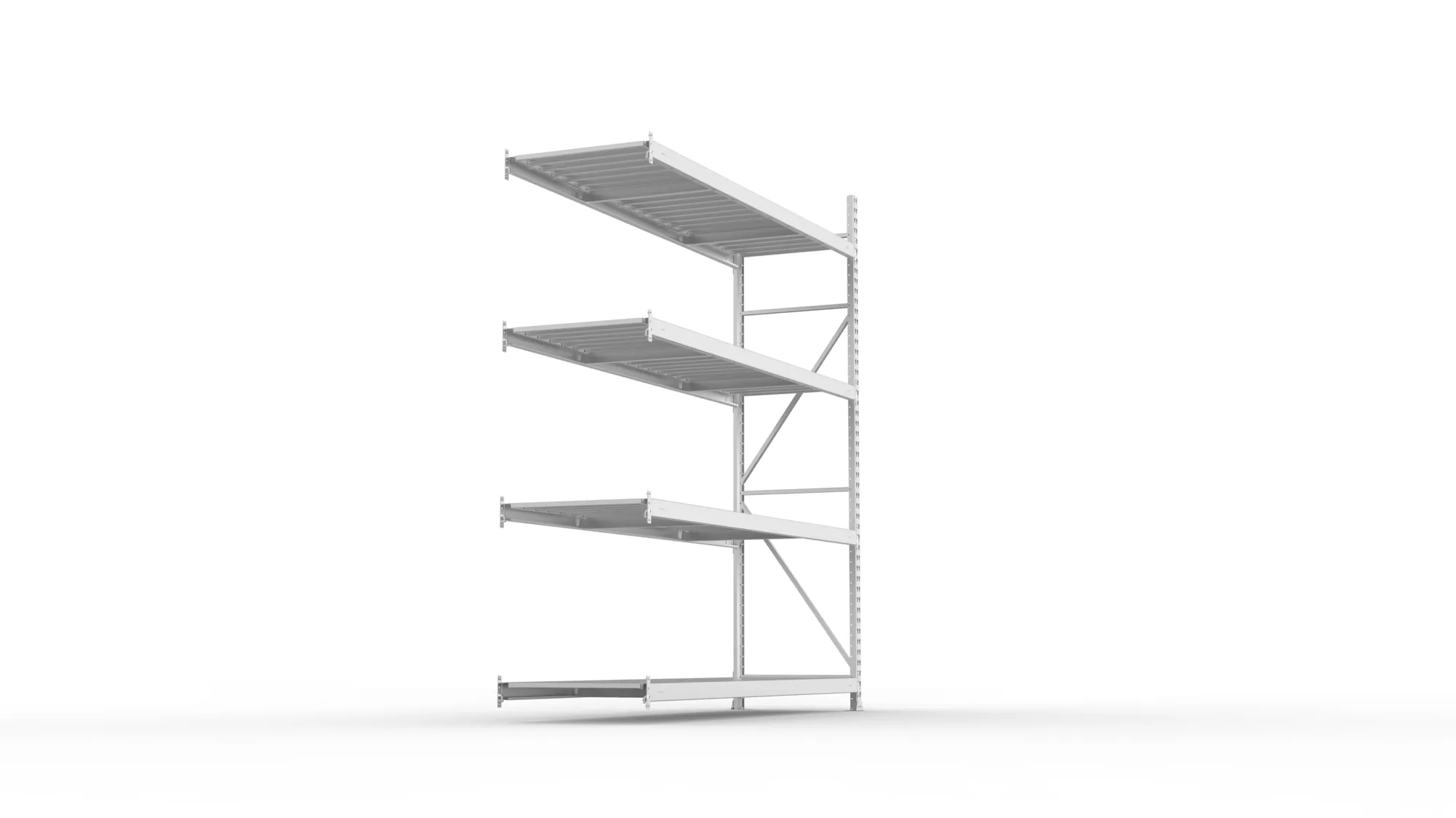 META MINI-RACK Weitspannregal | Anbauregal | 2500 x 2200 x 650 mm | Fachlast 600 kg | Stahlpaneelböden | 4 Ebenen
