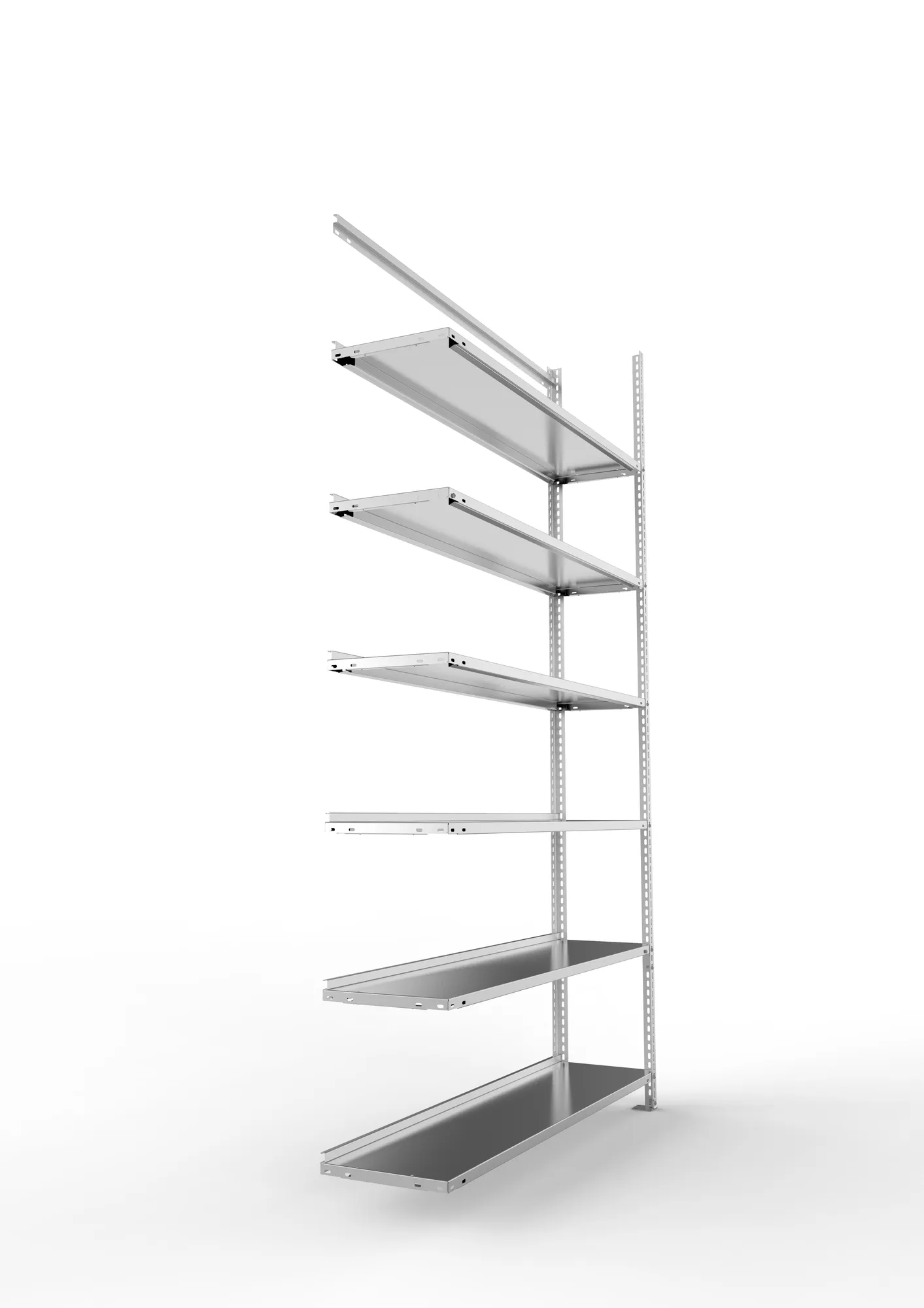 META FIX COMPACT | Büro-Schraubregal | Anbauregal | 2200 x 1250 x 300 mm | Fachlast 80 kg | 6 Ebenen | verzinkt