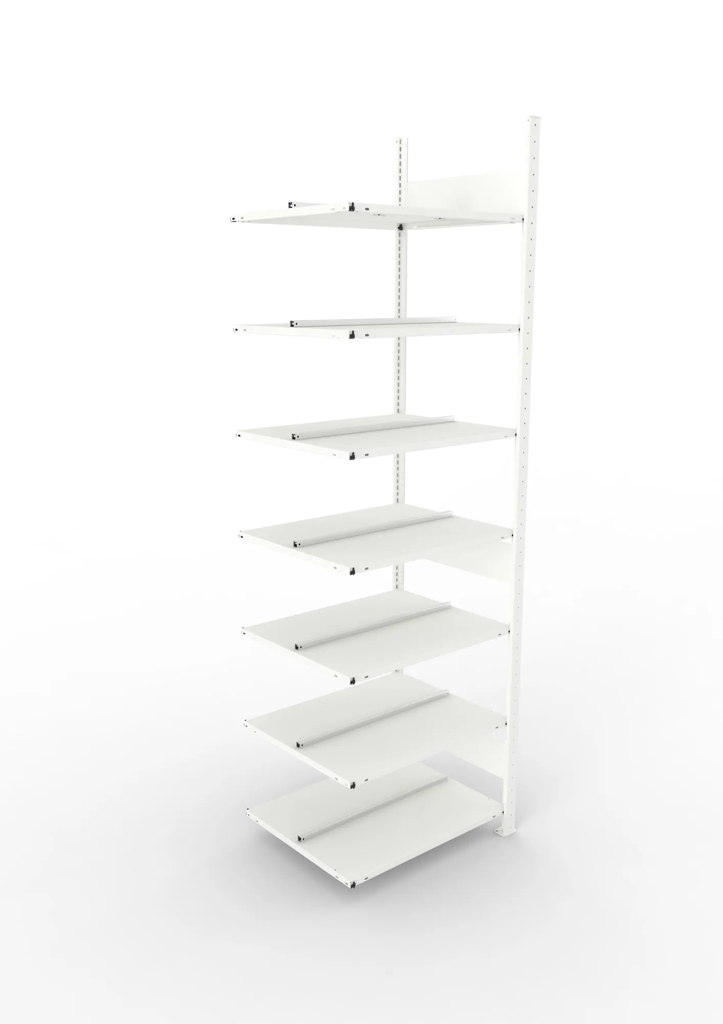 META COMPACT | Büro-Steckregal | Anbauregal | 2500 x 750 x 600 mm | Fachlast 100 kg | 7 Ebenen | RAL 7035