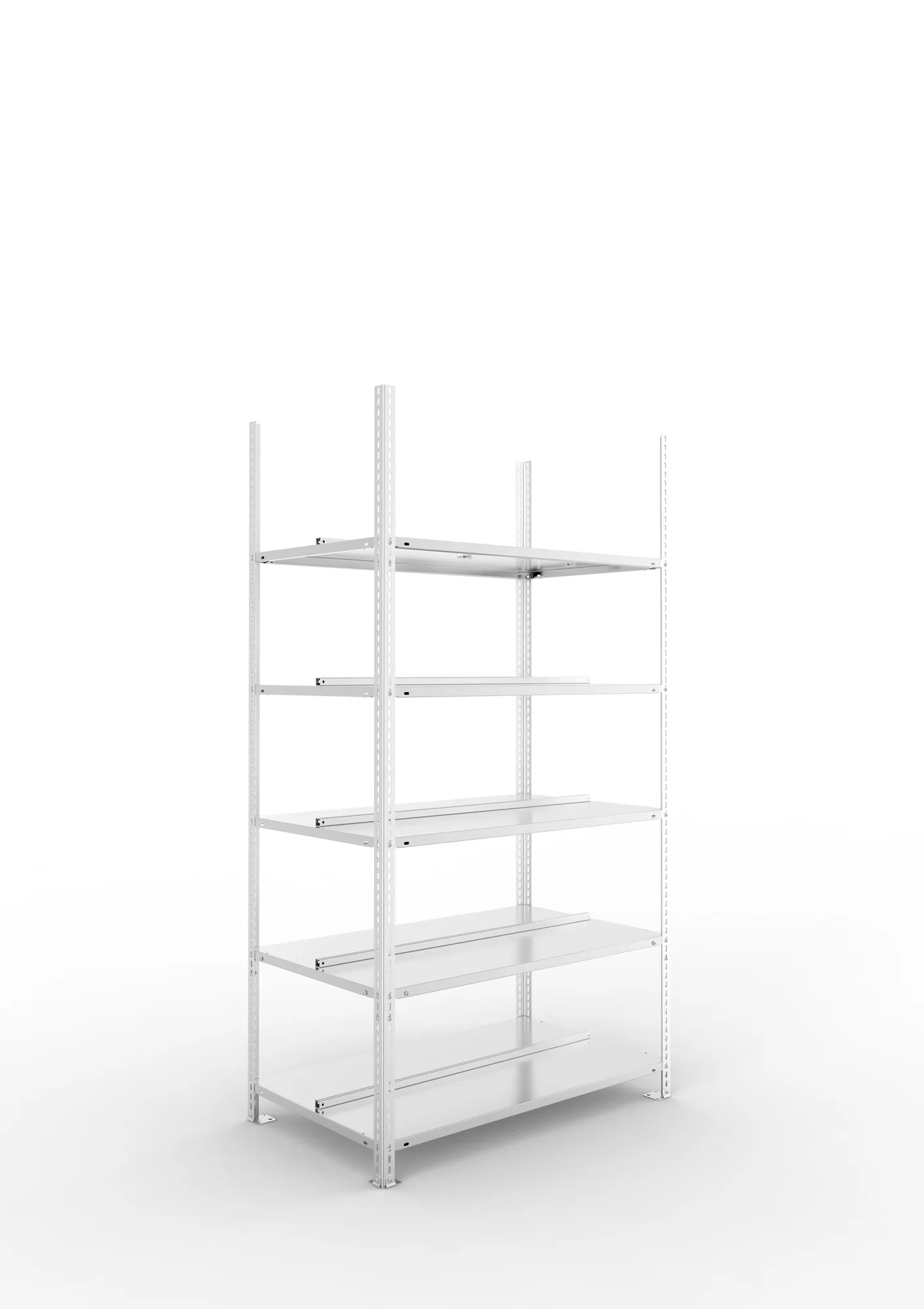 META FIX COMPACT | Büro-Schraubregal | Grundregal | 1850 x 1000 x 600 mm | 70 kg | 5 Ebenen | verzinkt