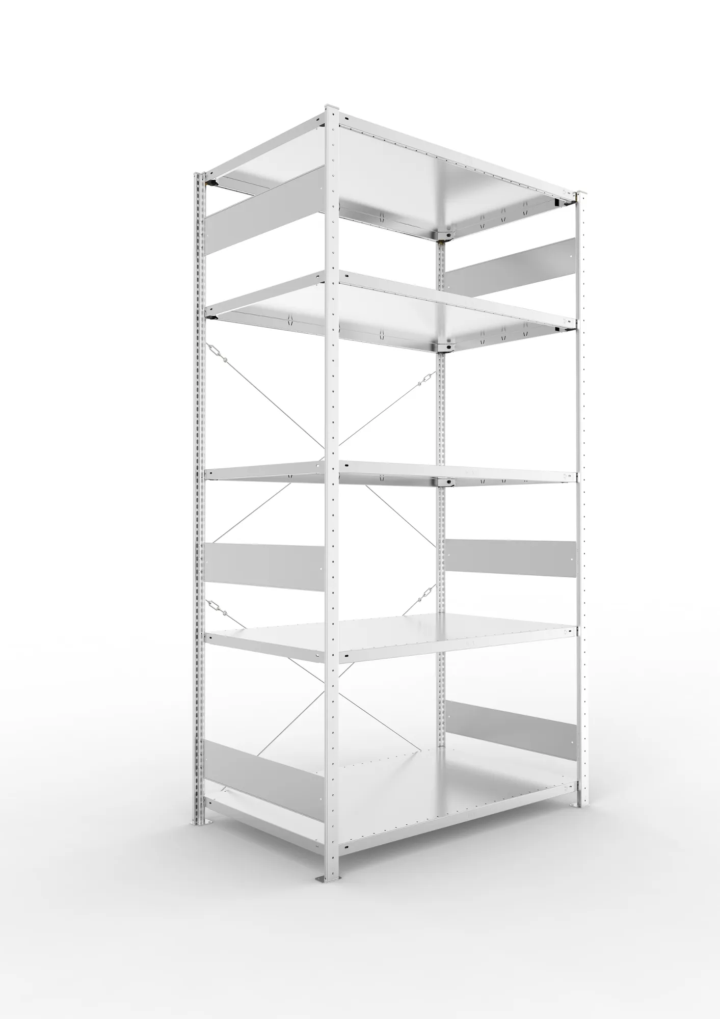 META CLIP S3 | Fachbodenregal | Grundregal | 2500 x 1300 x 800 mm | Fachlast 230 kg | 4+1 Ebenen | verzinkt