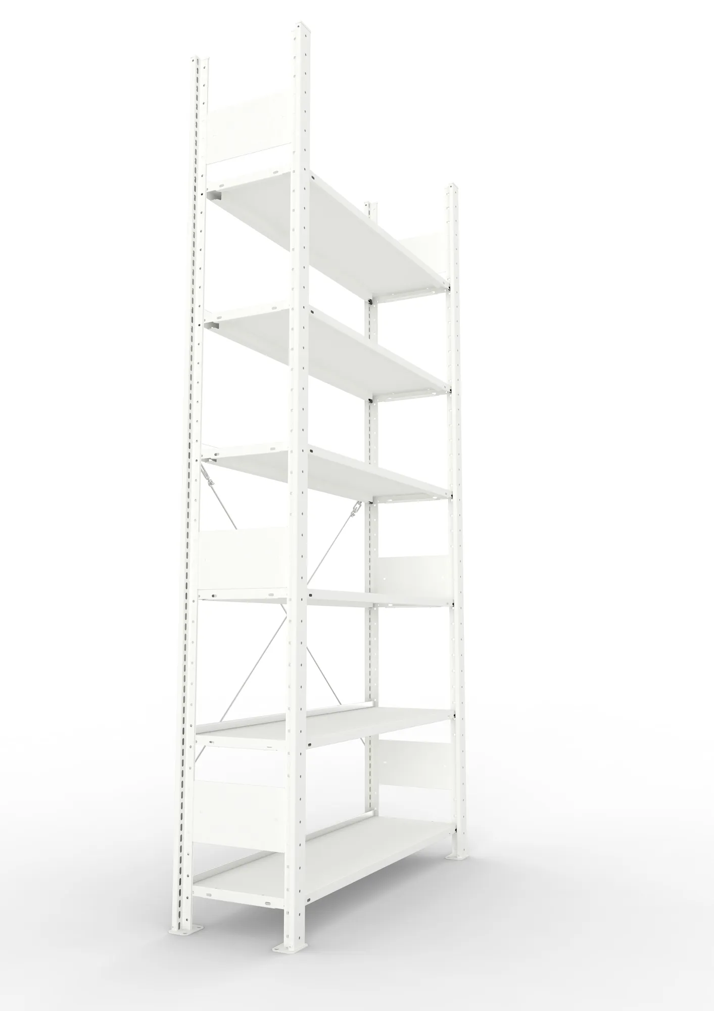 META COMPACT | Büro-Steckregal | Grundregal | 2200 x 1000 x 300 mm | Fachlast 80 kg | 6 Ebenen | RAL 7035