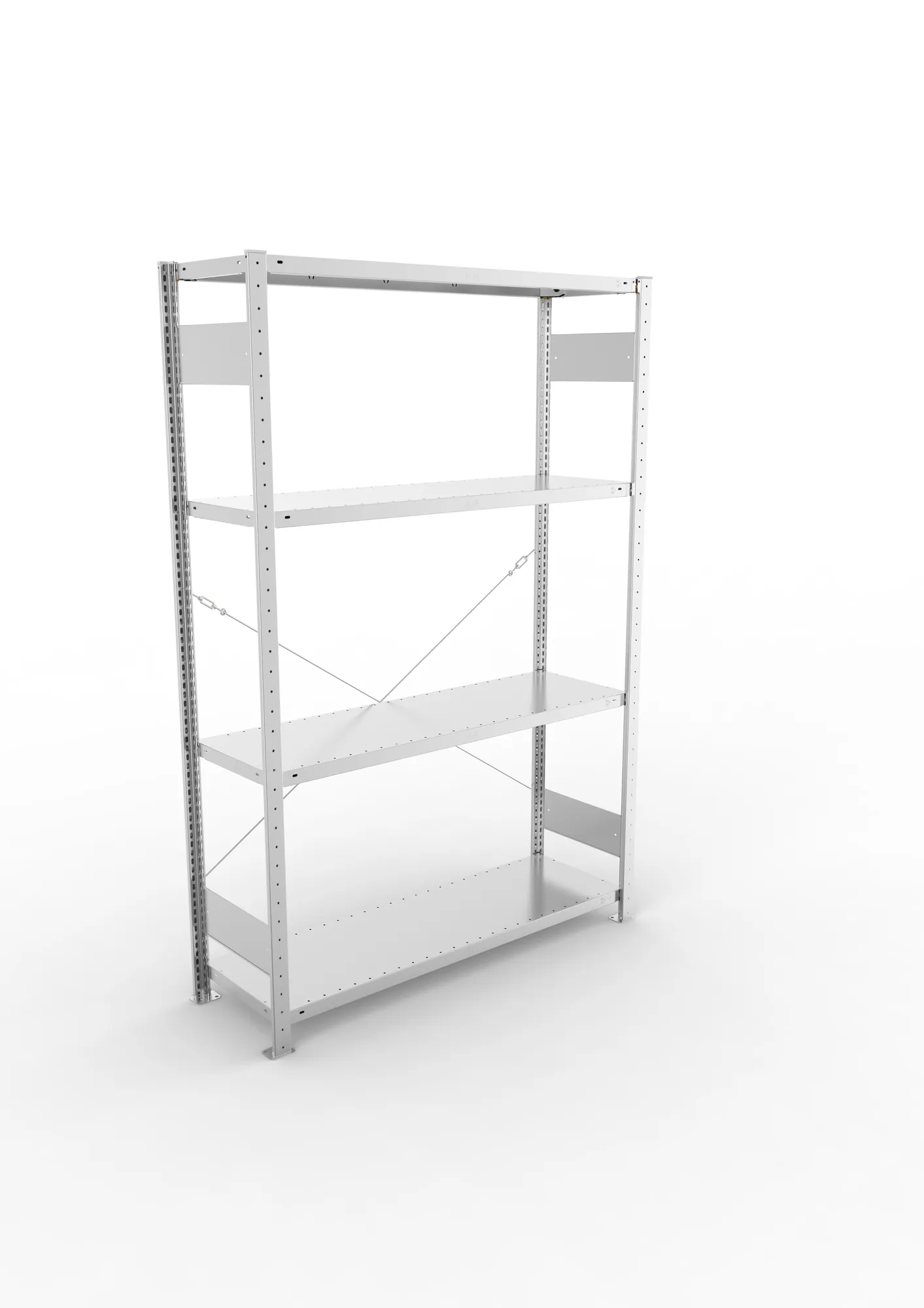 META CLIP | Fachbodenregal | Grundregal | 2000 x 1300 x 400 mm | Fachlast 230 kg | 3+1 Ebenen | verzinkt