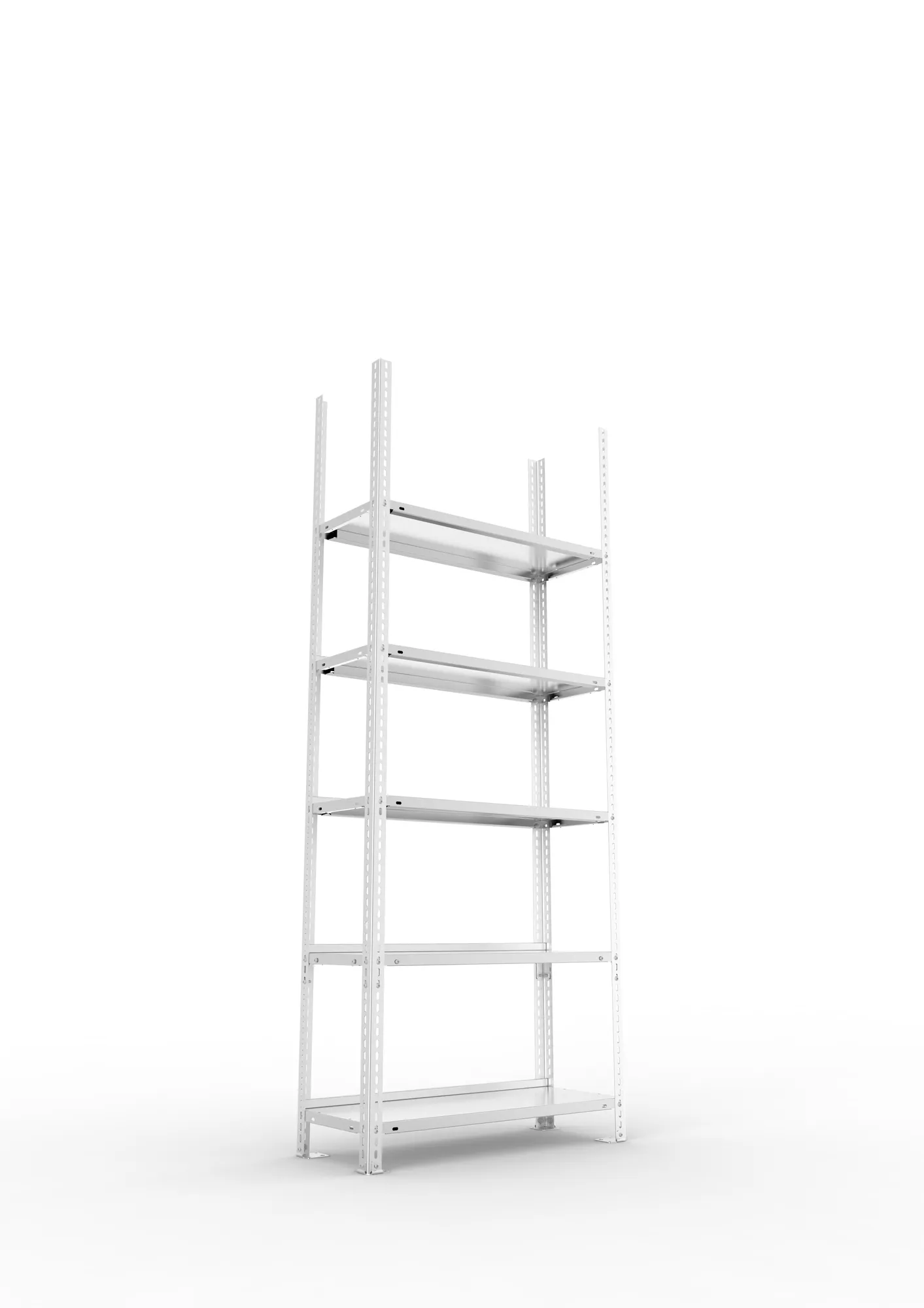 META FIX COMPACT | Büro-Schraubregal | Grundregal | 1850 x 750 x 300 mm | 90 kg | 5 Ebenen | verzinkt