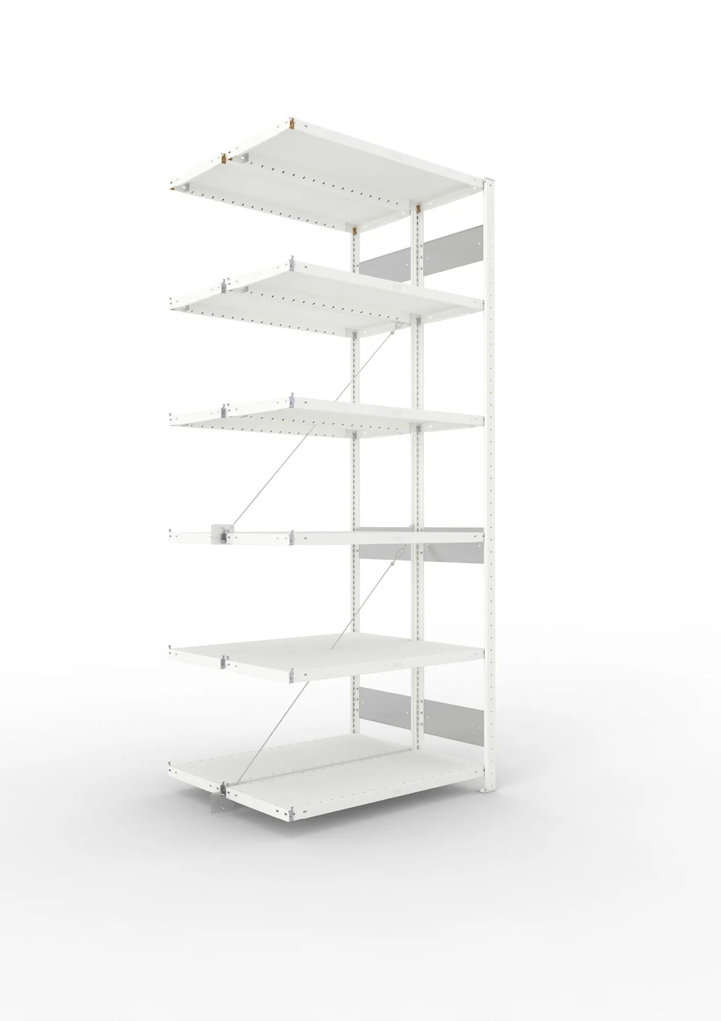 META CLIP S3 | Fachbodenregal | Doppel-Anbauregal | 2500 x 1000 x 400 mm | Fachlast 100 kg | 5+1 Ebenen | RAL 7035