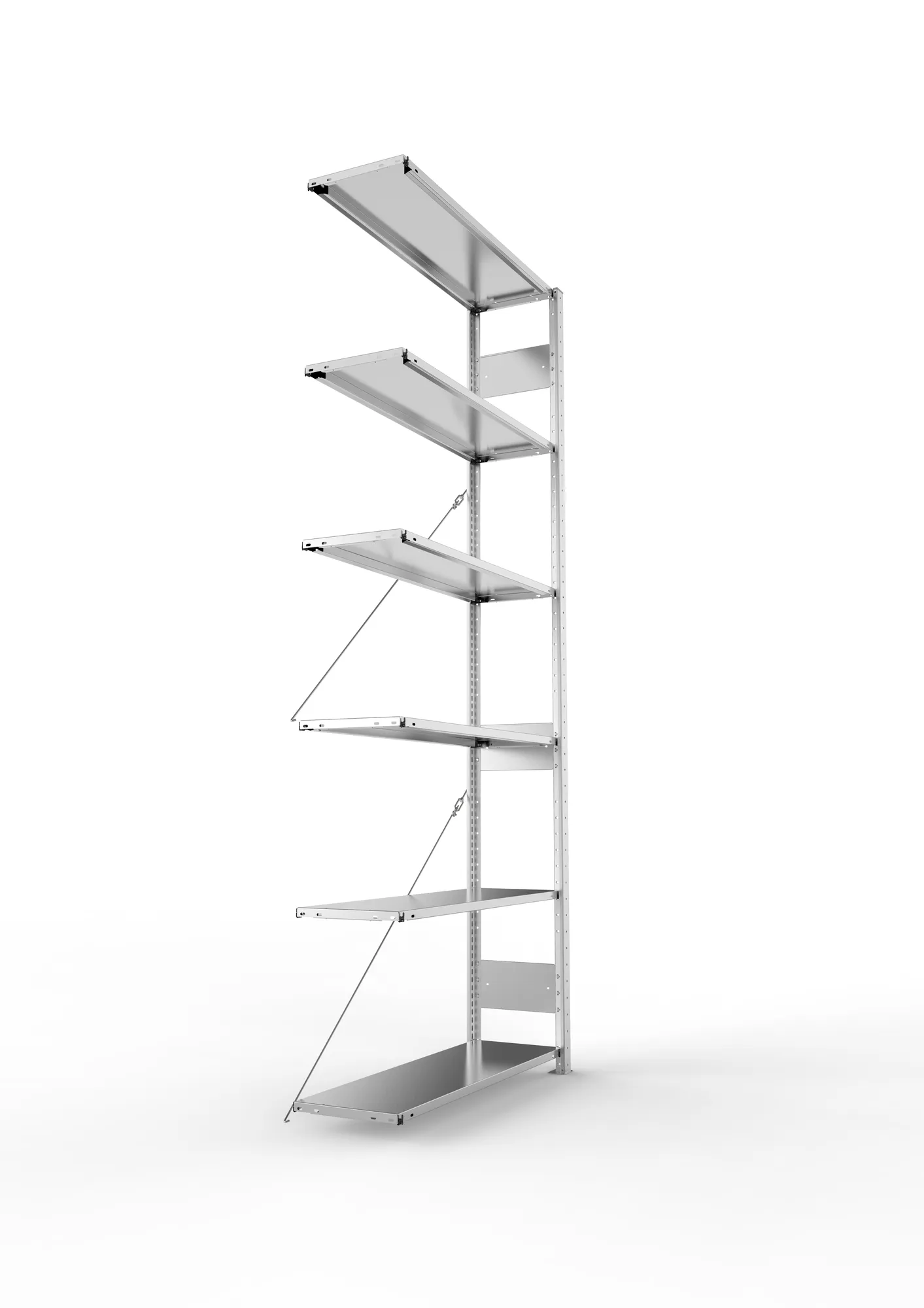 META CLIP S3 | Fachbodenregal | Anbauregal | 2500 x 1000 x 300 mm | Fachlast 80 kg | 5+1 Ebenen | verzinkt