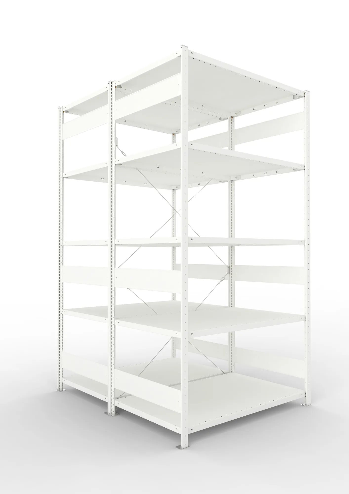 META CLIP | Fachbodenregal | Doppel-Grundregal | 2500 x 1300 x 800 mm | Fachlast 230 kg | 4+1 Ebenen | RAL 7035