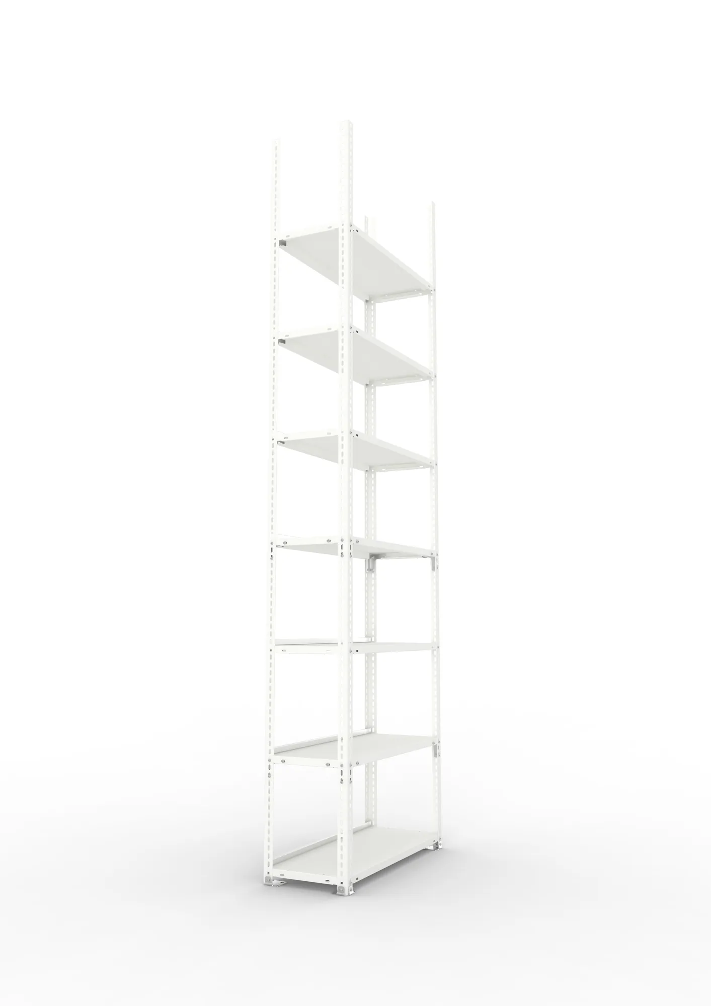 META FIX COMPACT | Büro-Schraubregal | Grundregal | 2500 x 750 x 300 mm | Fachlast 80 kg | 7 Ebenen | RAL 7035