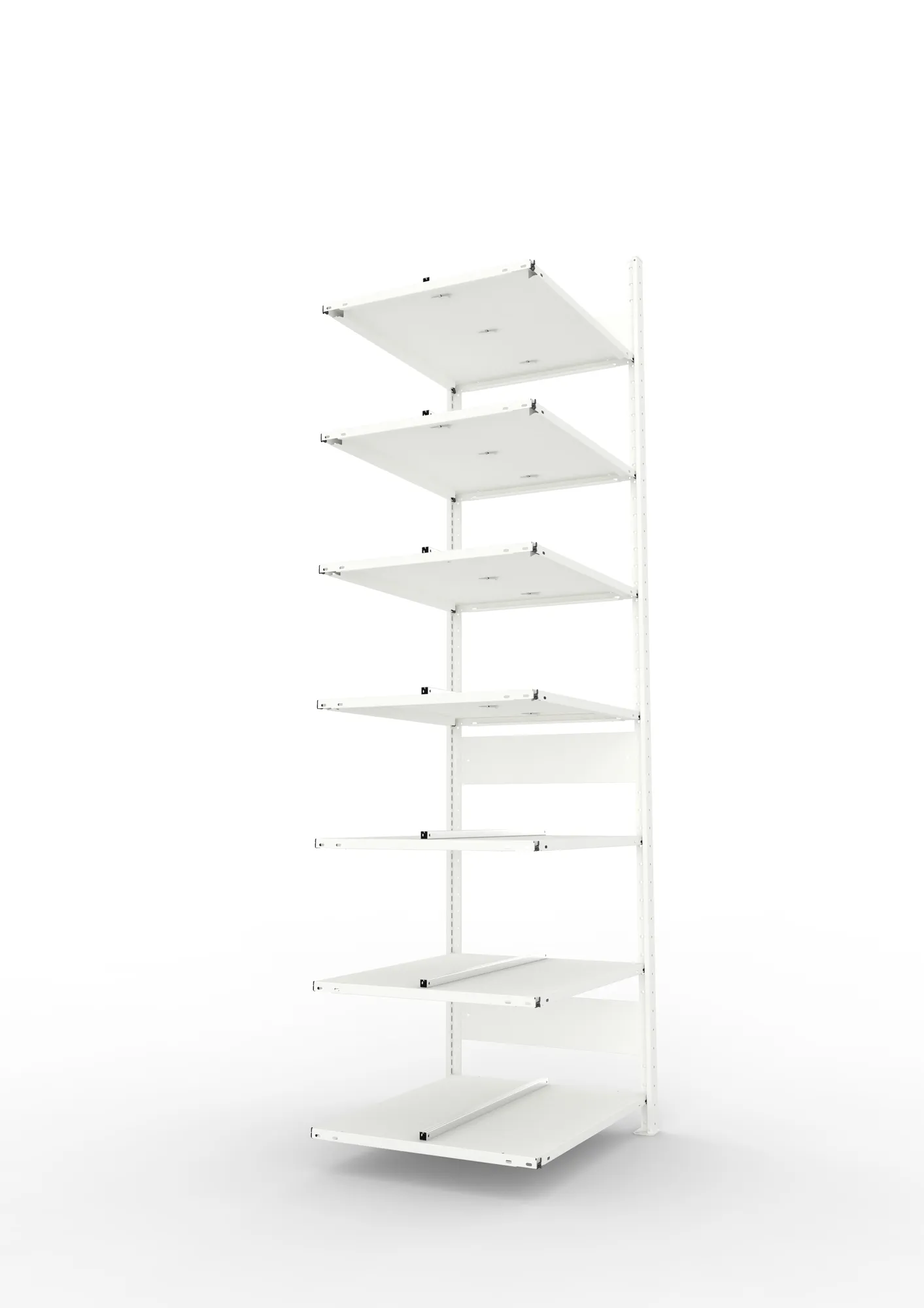 META COMPACT | Büro-Steckregal | Anbauregal | 2500 x 750 x 600 mm | Fachlast 100 kg | 7 Ebenen | RAL 7035