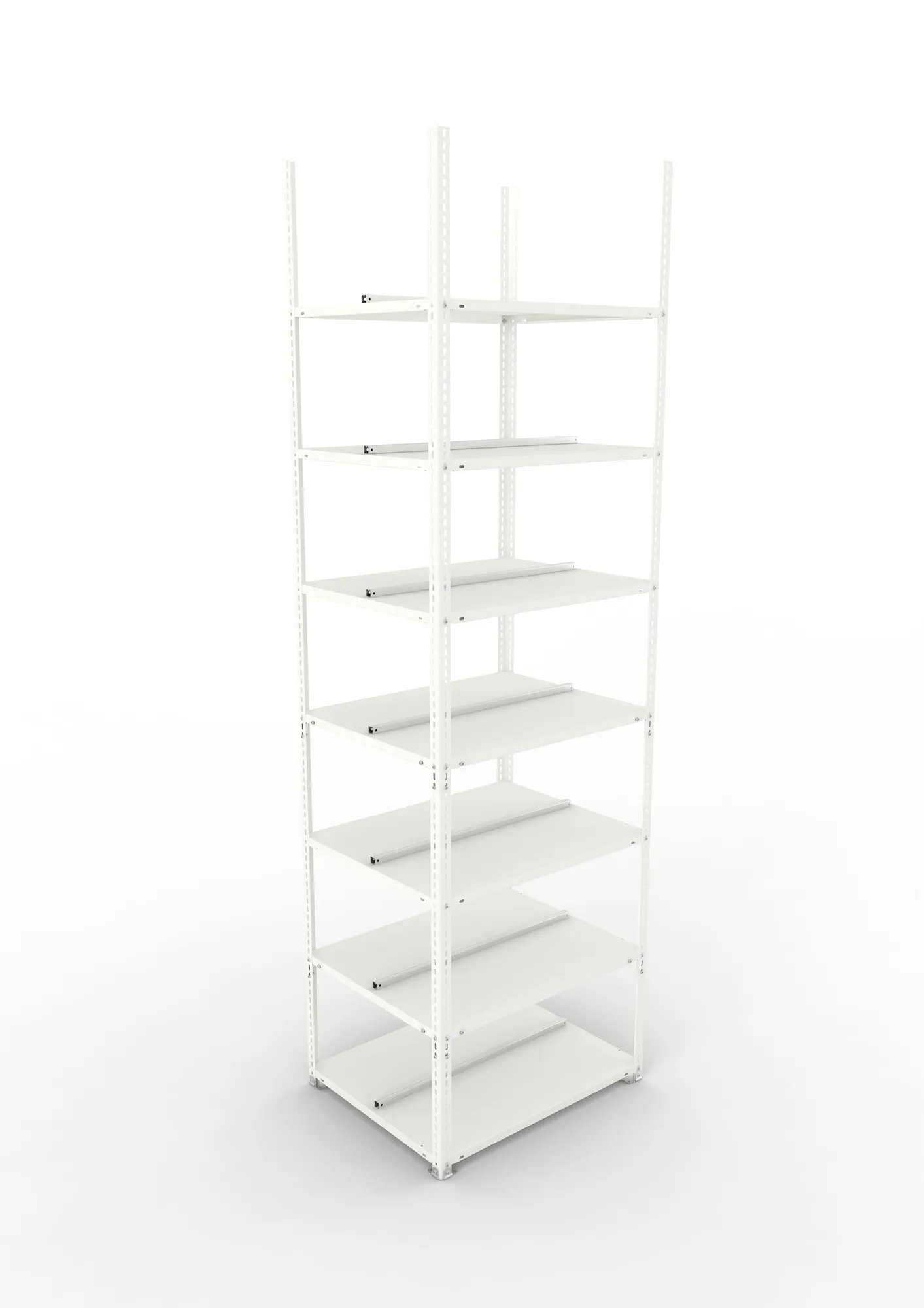 META FIX COMPACT | Büro-Schraubregal | Grundregal | 2500 x 750 x 600 mm | Fachlast 100 kg | 7 Ebenen | RAL 7035