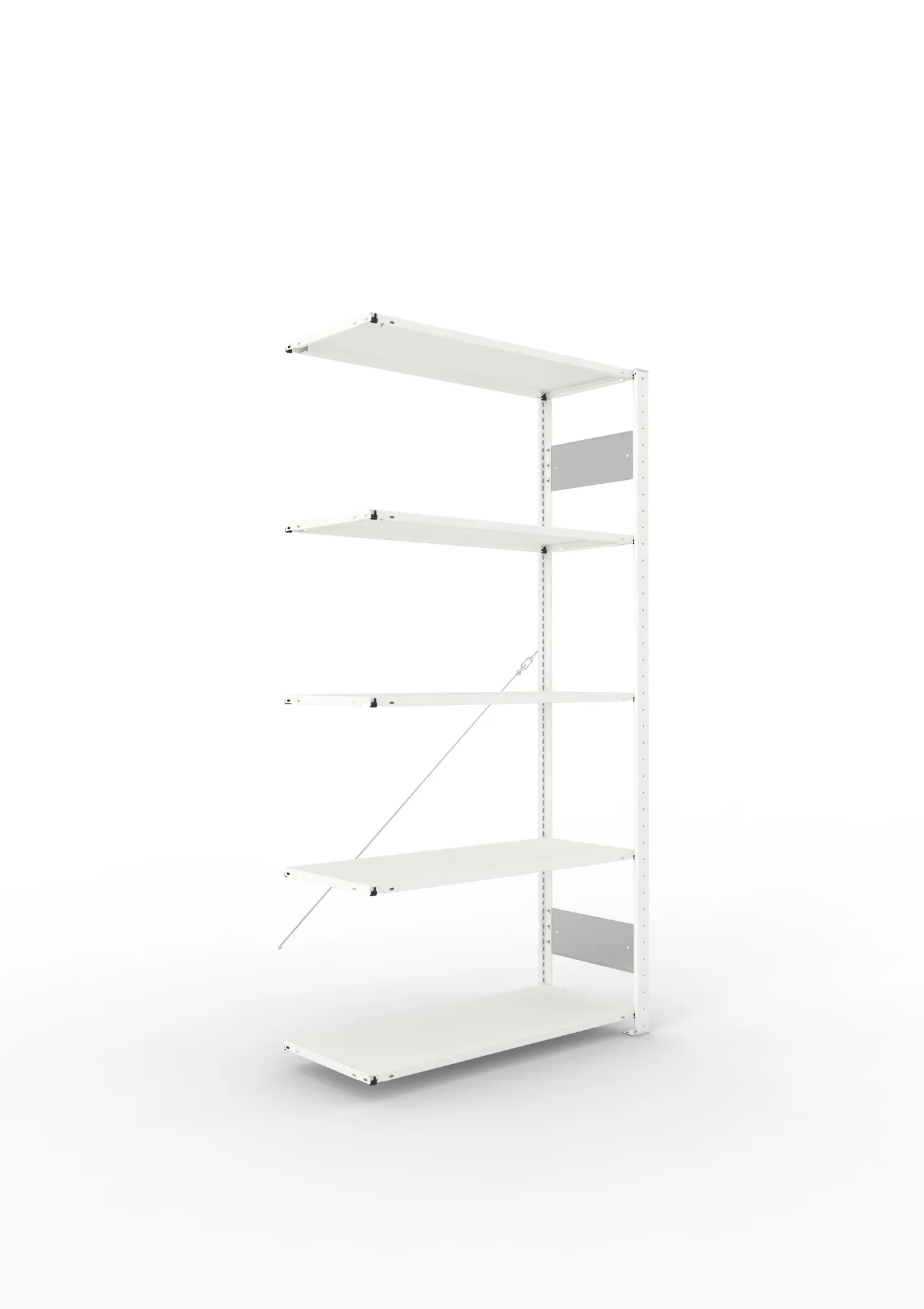 META CLIP S3 | Fachbodenregal | Anbauregal | 2000 x 1000 x 400 mm | Fachlast 80 kg | 4+1 Ebenen | RAL 7035