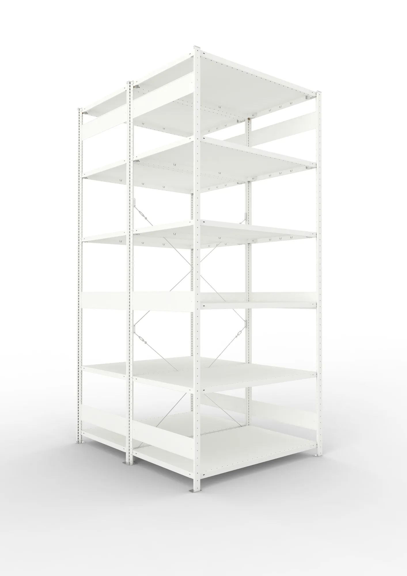 META CLIP | Fachbodenregal | Doppel-Grundregal | 3000 x 1300 x 800 mm | Fachlast 230 kg | 5+1 Ebenen | RAL 7035
