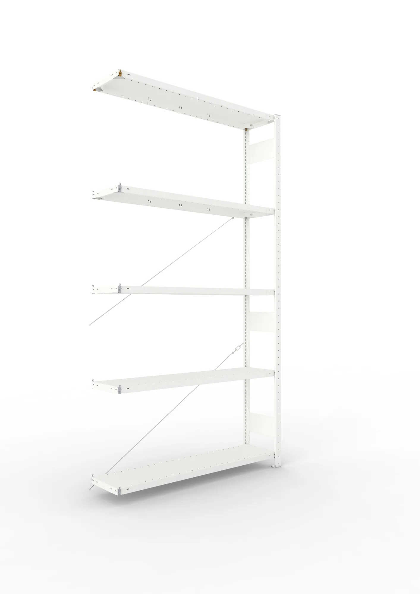 META CLIP | Fachbodenregal | Anbauregal | 2500 x 1300 x 300 mm | Fachlast 230 kg | 4+1 Ebenen | RAL 7035
