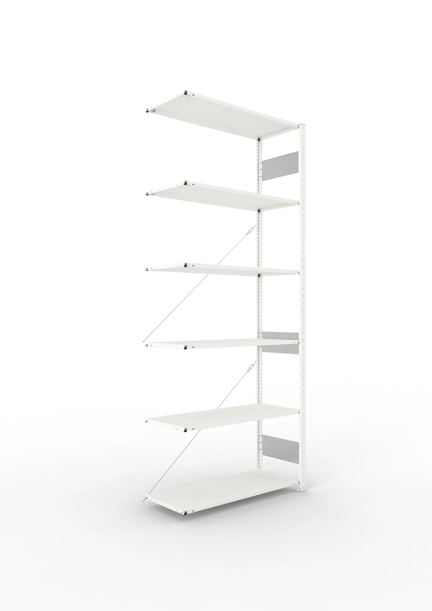 META CLIP S3 | Fachbodenregal | Anbauregal | 2500 x 1000 x 400 mm | Fachlast 80 kg | 5+1 Ebenen | RAL 7035