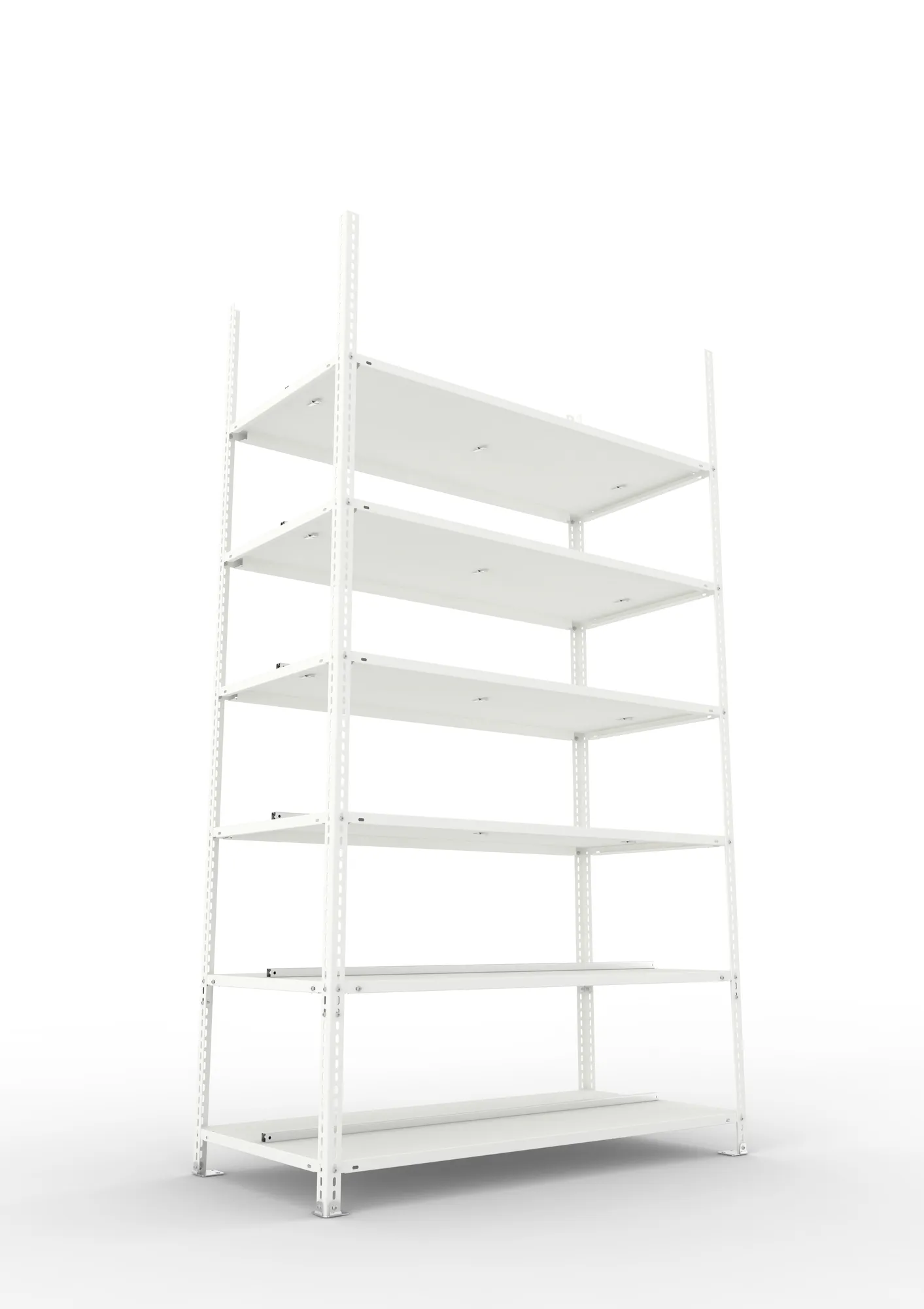 META FIX COMPACT | Büro-Schraubregal | Grundregal | 2200 x 1250 x 600 mm | Fachlast 100 kg | 6 Ebenen | RAL 7035
