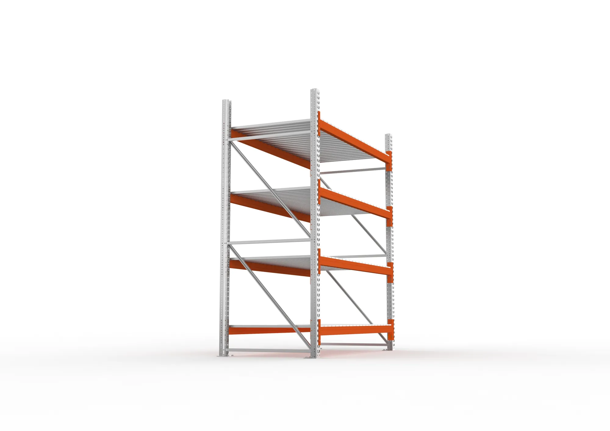 META MULTIPAL | Großfachregal | Grundregal | 2700 x 2225 x 1100 mm | Fachlast 1900 kg | 4 Ebenen | Stahlpaneele | verzinkt
