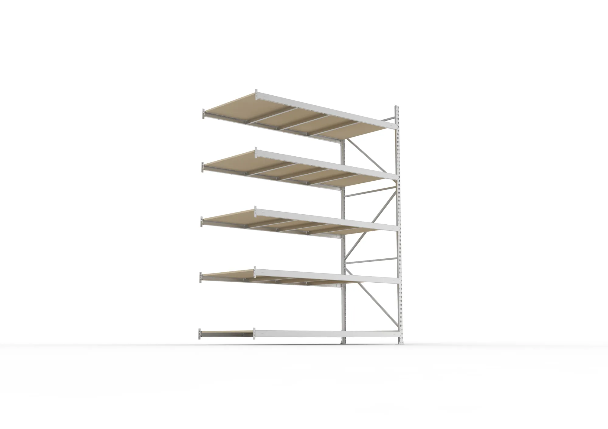 META MINI-RACK Weitspannregal | Anbauregal | 3000 x 2200 x 1050 mm | Fachlast 600 kg | Spanplattenböden | 5 Ebenen