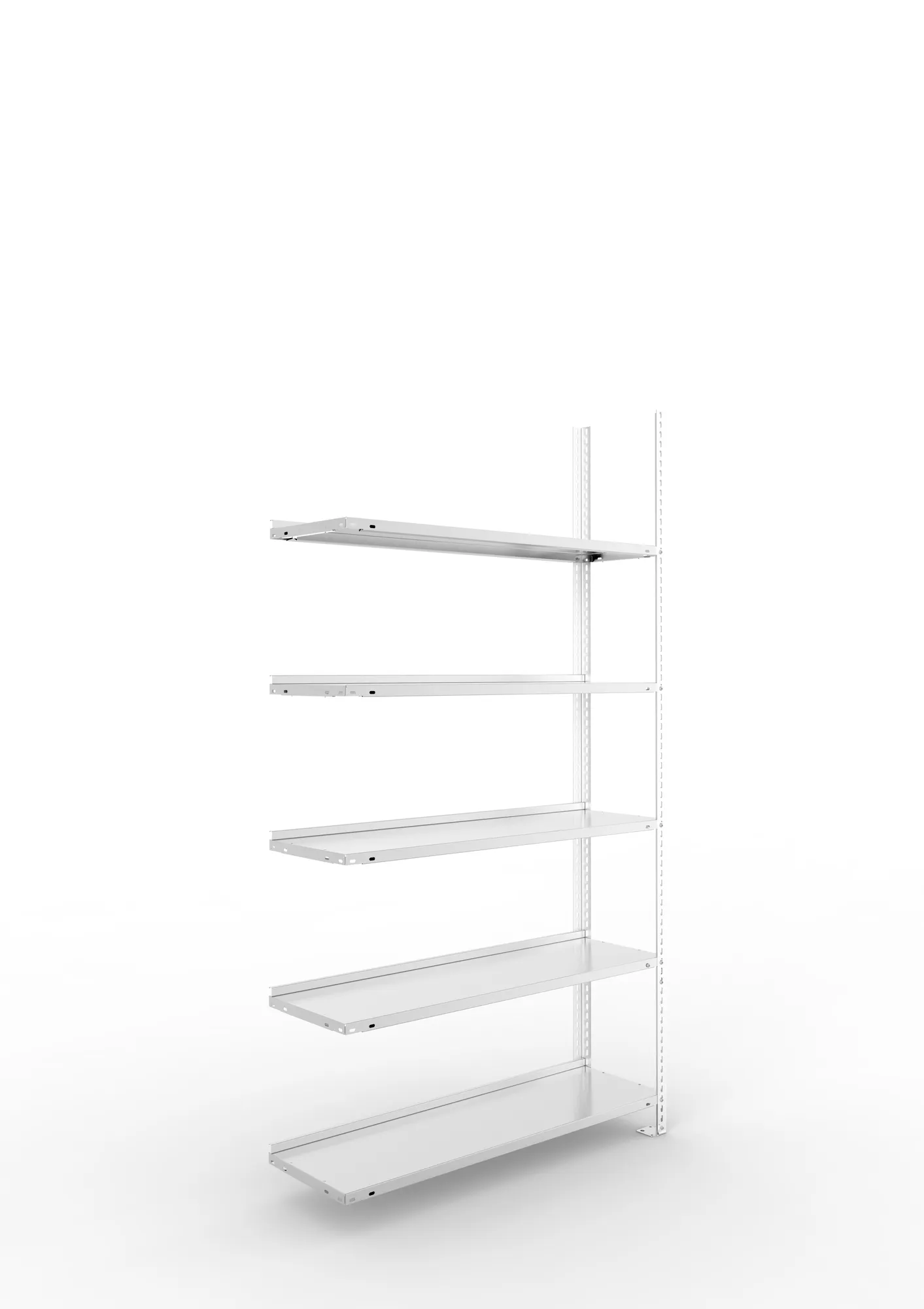 META FIX COMPACT | Büro-Schraubregal | Anbauregal | 1850 x 1000 x 300 mm | Fachlast 80 kg | 5 Ebenen | verzinkt
