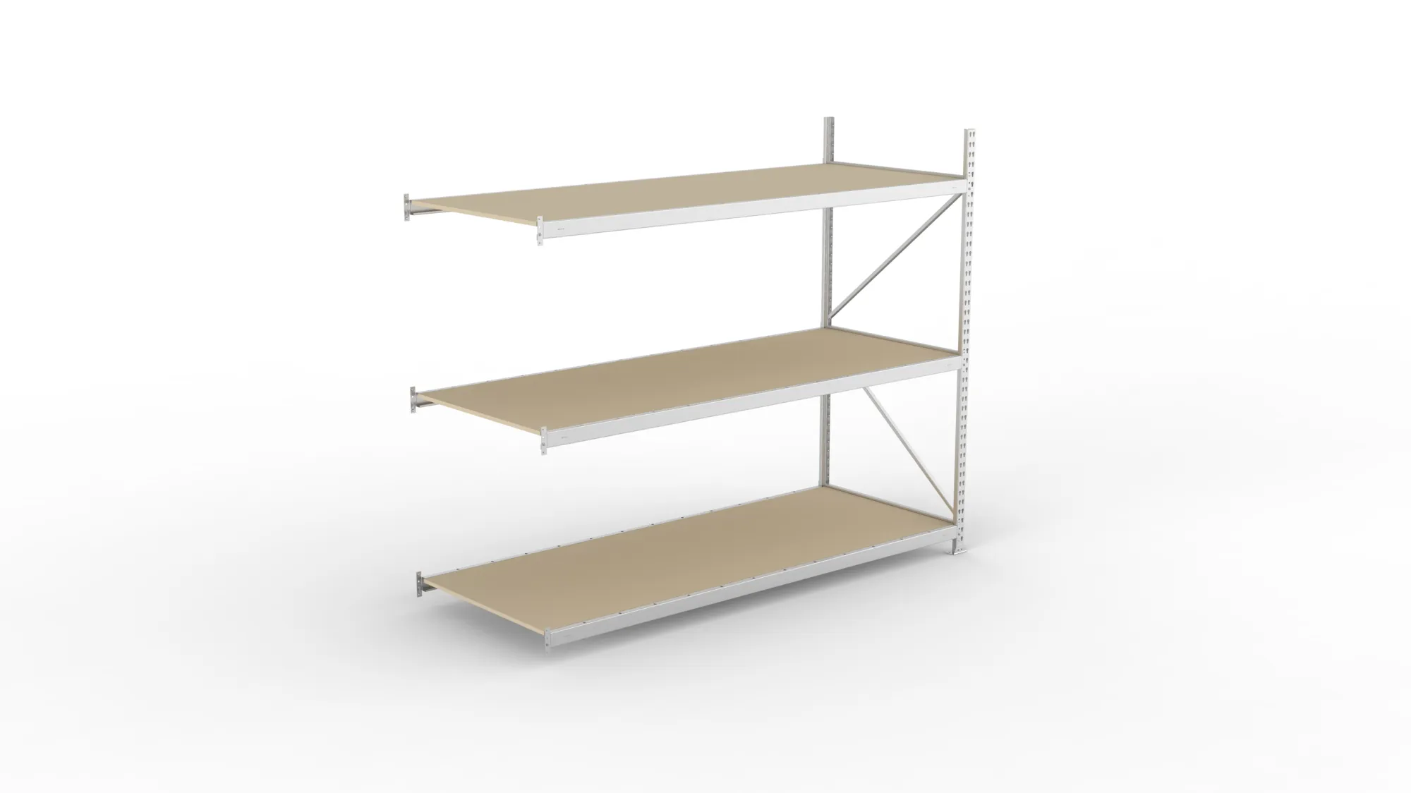 META MINI-RACK Weitspannregal | Anbauregal | 2200 x 2600 x 1050 mm | Fachlast 490 kg | Spanplattenböden | 3 Ebenen