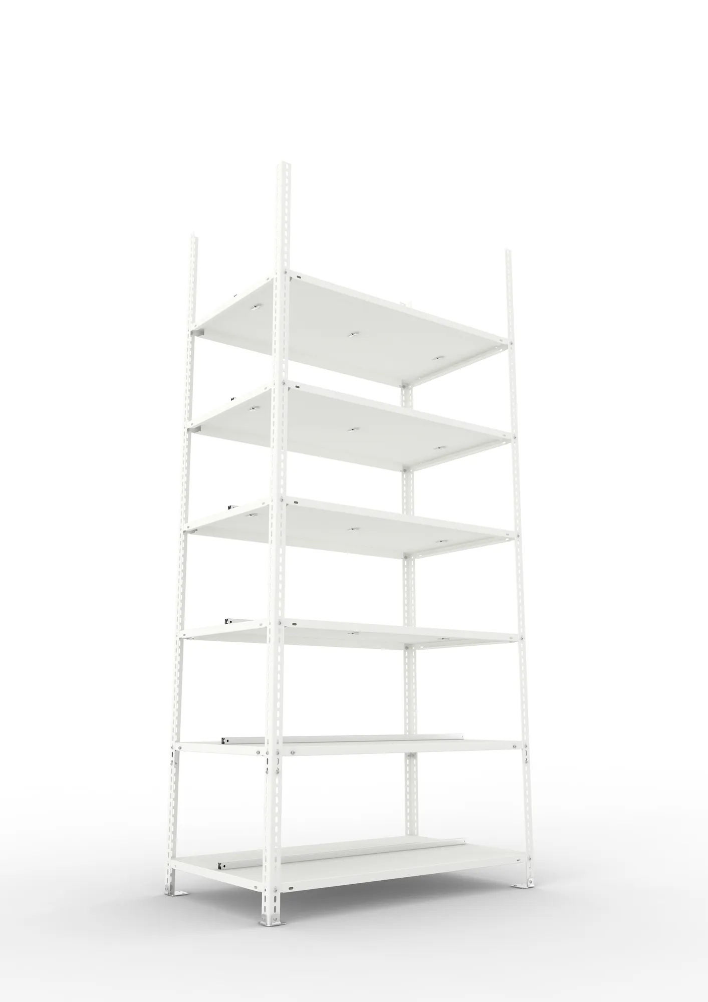 META FIX COMPACT | Büro-Schraubregal | Grundregal | 2200 x 1000 x 600 mm | Fachlast 100 kg | 6 Ebenen | RAL 7035