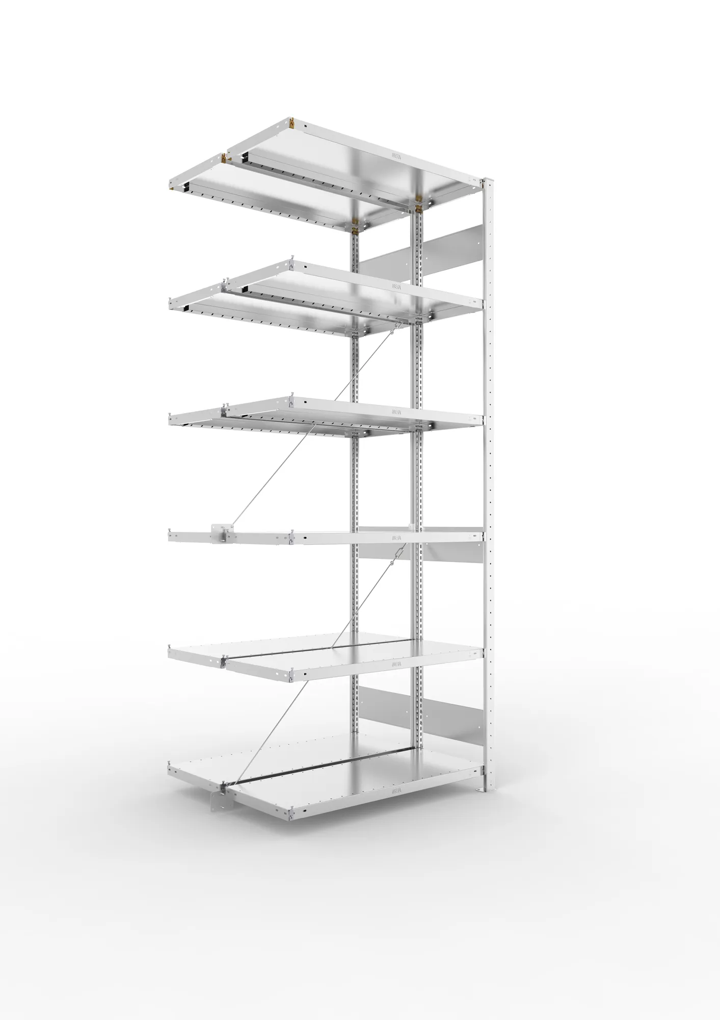 META CLIP S3 | Fachbodenregal | Doppel-Anbauregal | 2500 x 1000 x 400 mm | Fachlast 230 kg | 5+1 Ebenen | verzinkt