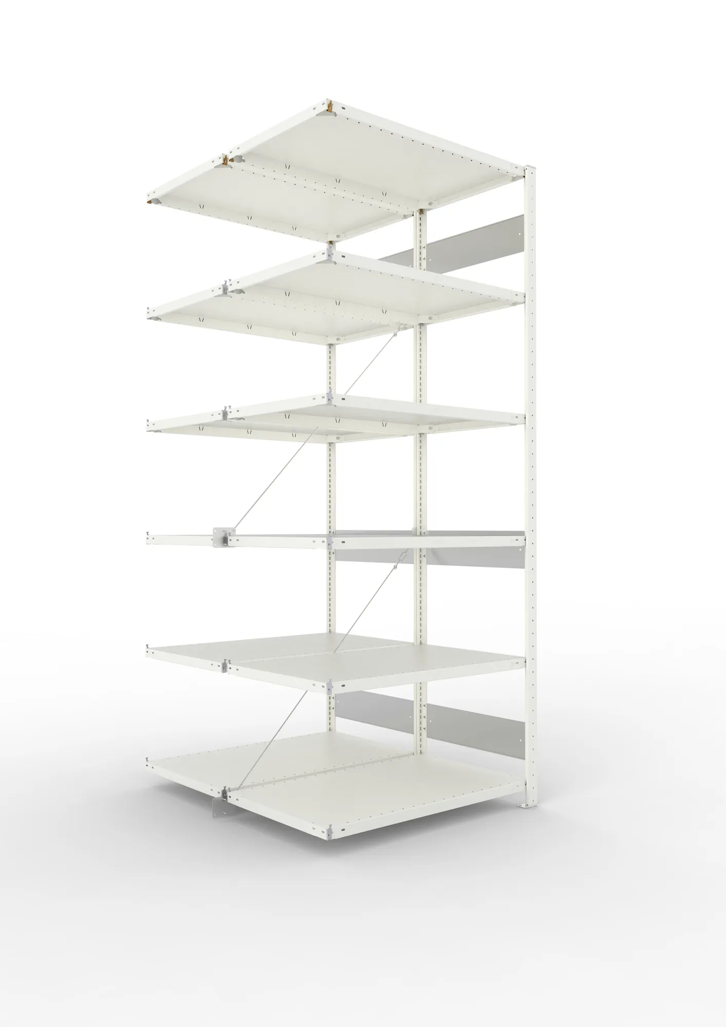META CLIP S3 | Fachbodenregal | Doppel-Anbauregal | 2500 x 1000 x 600 mm | Fachlast 150 kg | 5+1 Ebenen | RAL 7035