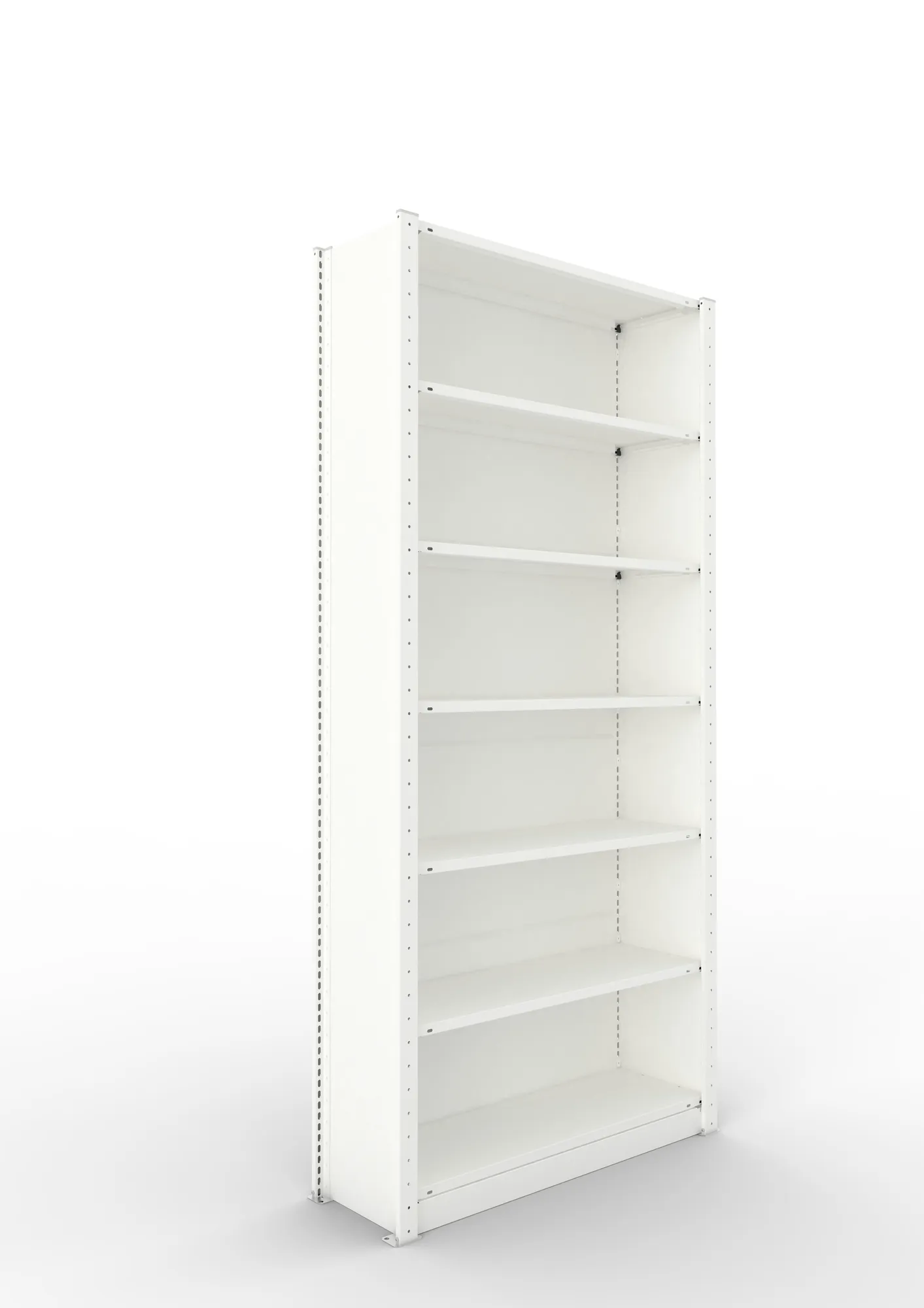 META COMPACT | Büro-Steckregalwand | Grundregal | 2200 x 1000 x 300 mm | Fachlast 80 kg | 6+1 Ebenen | RAL 7035