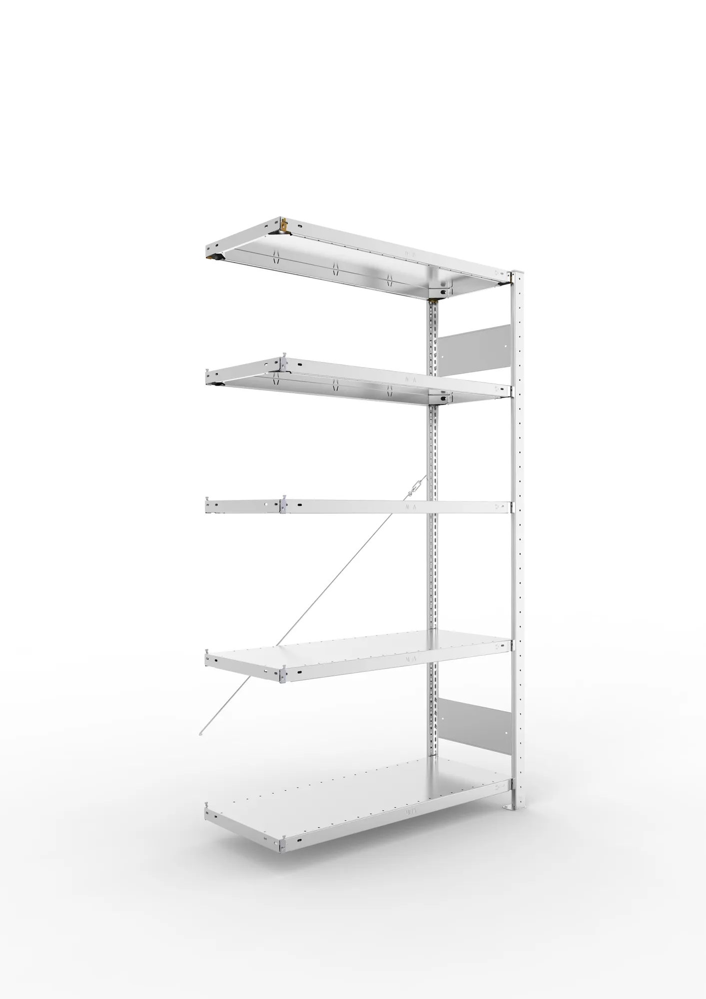 META CLIP S3 | Fachbodenregal | Anbauregal | 1850 x 1000 x 400 mm | Fachlast 150 kg | 4+1 Ebenen | verzinkt