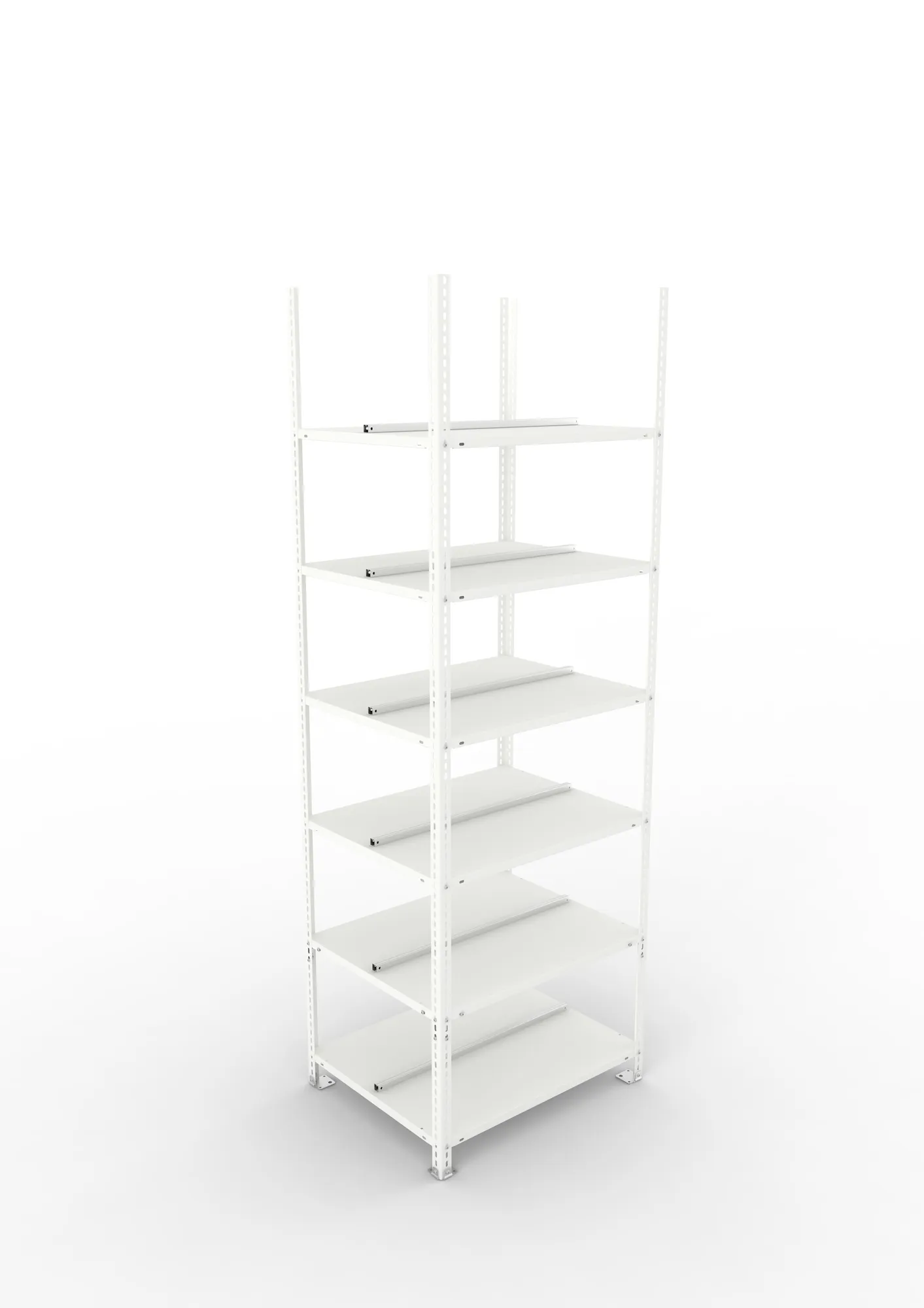 META FIX COMPACT | Büro-Schraubregal | Grundregal | 2200 x 750 x 600 mm | Fachlast 100 kg | 6 Ebenen | RAL 7035