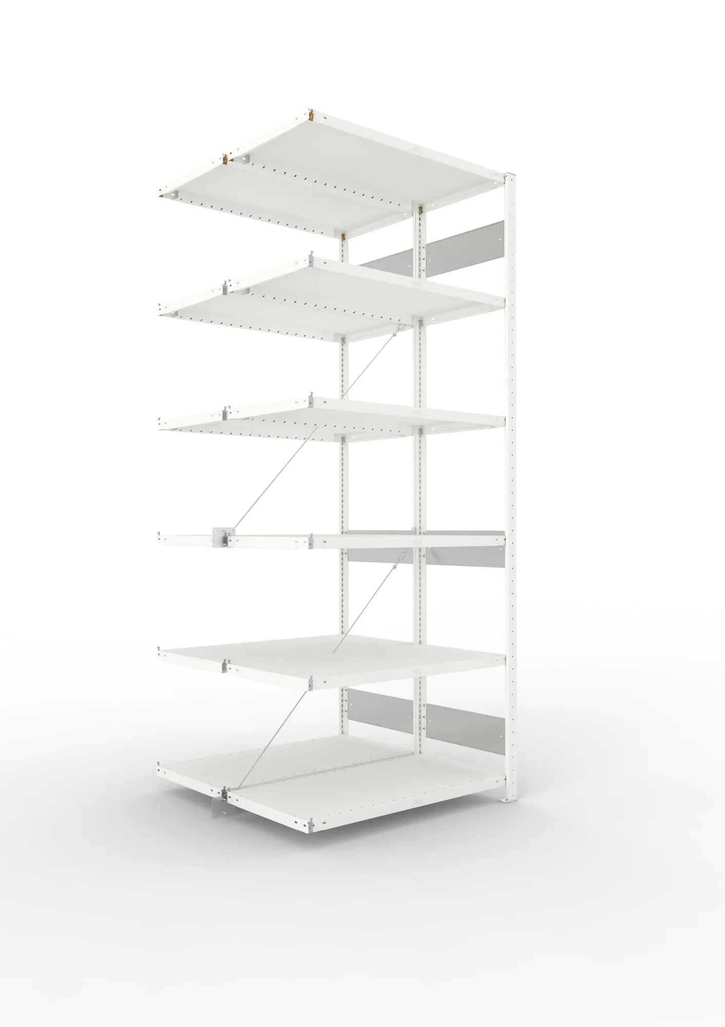 META CLIP S3 | Fachbodenregal | Doppel-Anbauregal | 2500 x 1000 x 500 mm | Fachlast 100 kg | 5+1 Ebenen | RAL 7035
