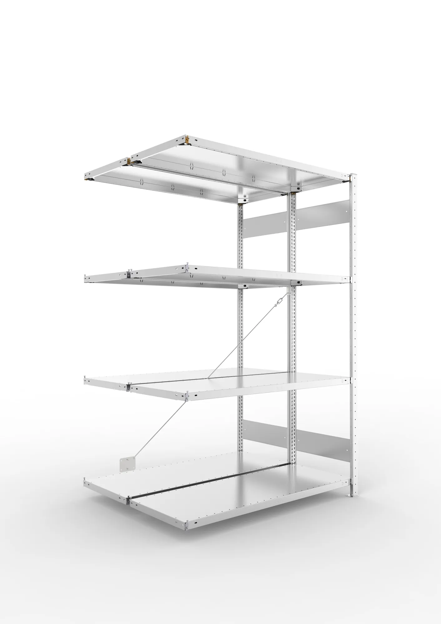 META CLIP | Fachbodenregal | Doppel-Anbauregal | 2000 x 1300 x 500 mm | Fachlast 230 kg | 3+1 Ebenen | verzinkt
