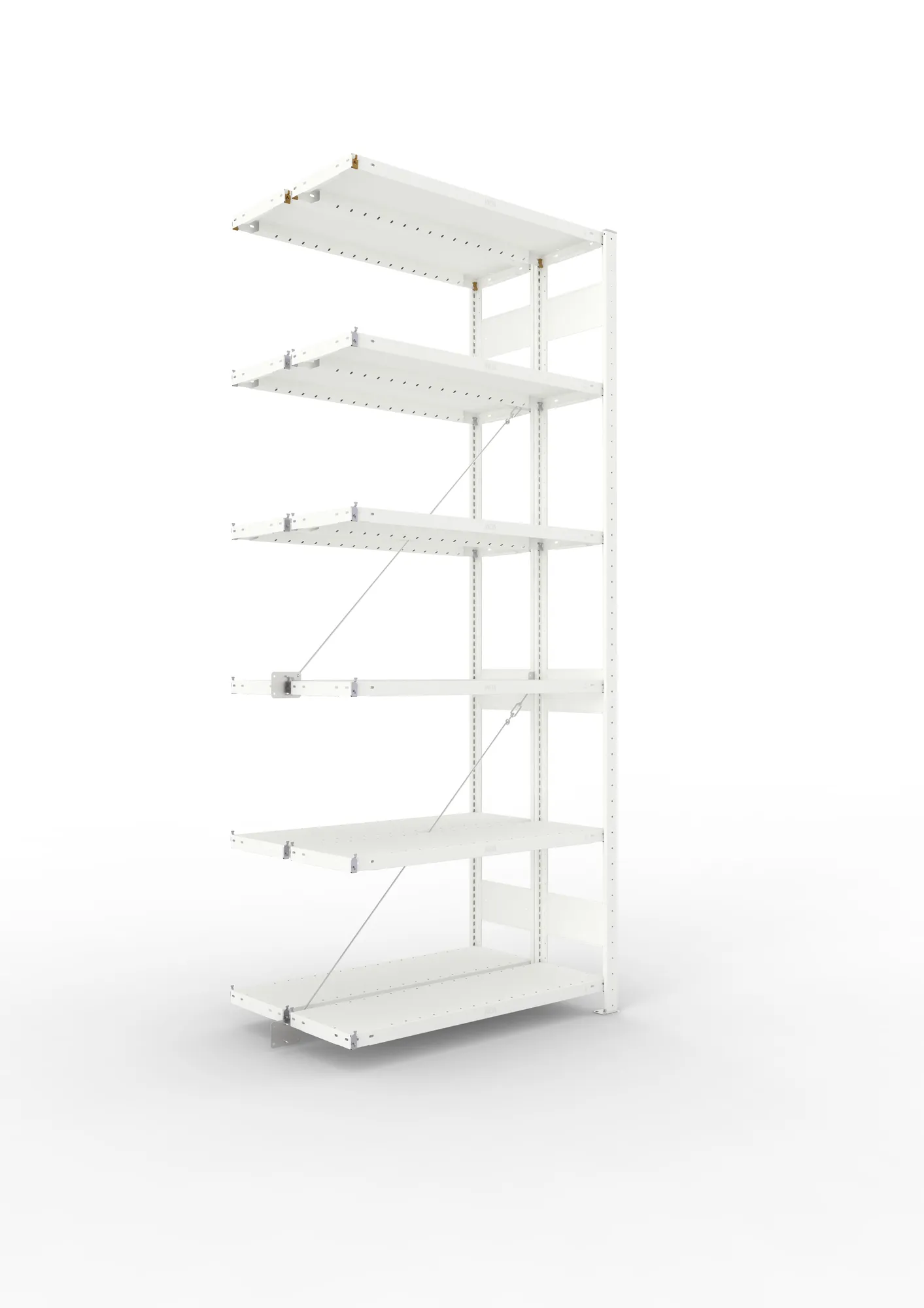 META CLIP | Fachbodenregal | Doppel-Anbauregal | 2500 x 1000 x 300 mm | Fachlast 100 kg | 5+1 Ebenen | RAL 7035
