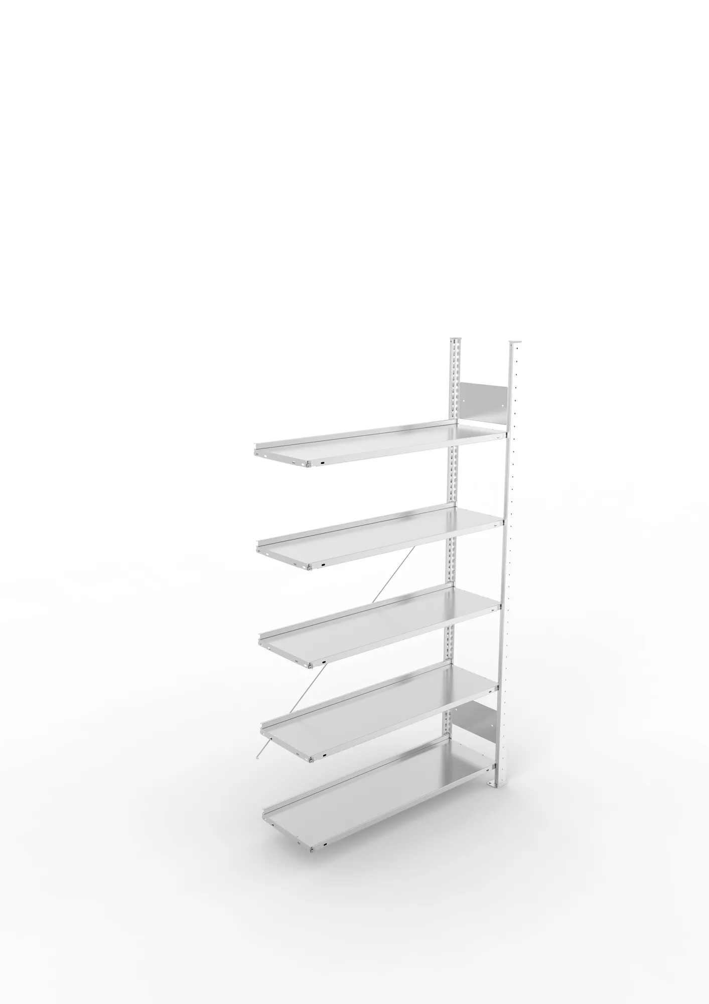 META COMPACT S3| Büro-Steckregal | Anbauregal | 1850 x 1000 x 300 mm | Fachlast 80 kg | 5 Ebenen | Endanschlag | verzinkt