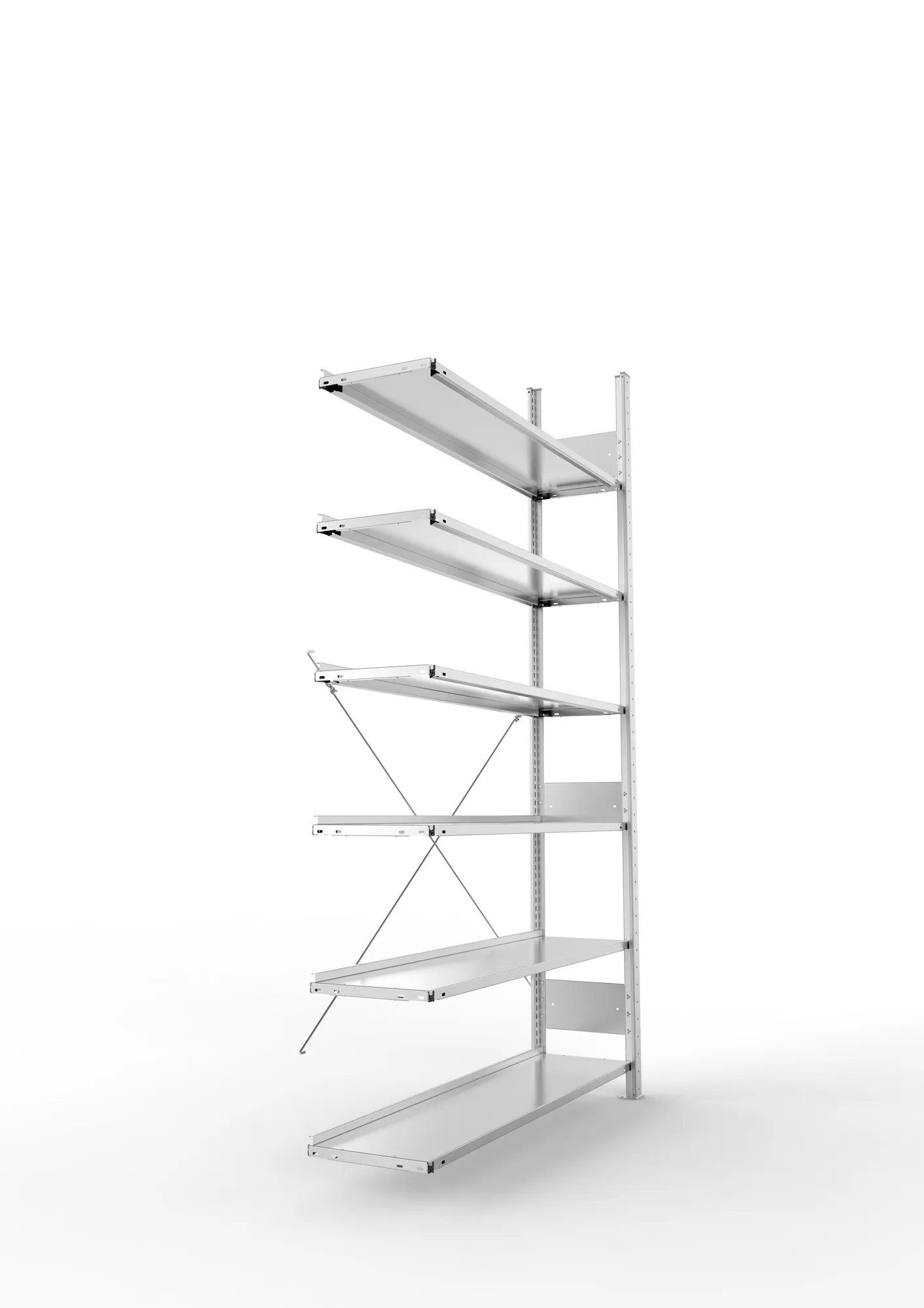 META COMPACT S3| Büro-Steckregal | Anbauregal | 2200 x 1250 x 300 mm | Fachlast 80 kg | 6 Ebenen | Endanschlag | verzinkt