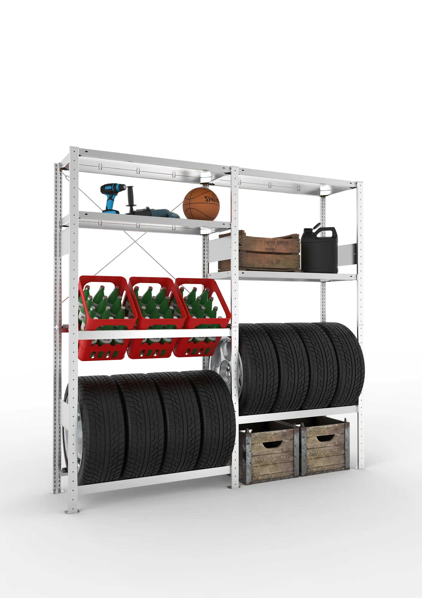 META CLIP SPLIT | Garagenregal | 2 Felder | 2000 x 1000 x 400 mm | Fachlast 150 kg | verzinkt