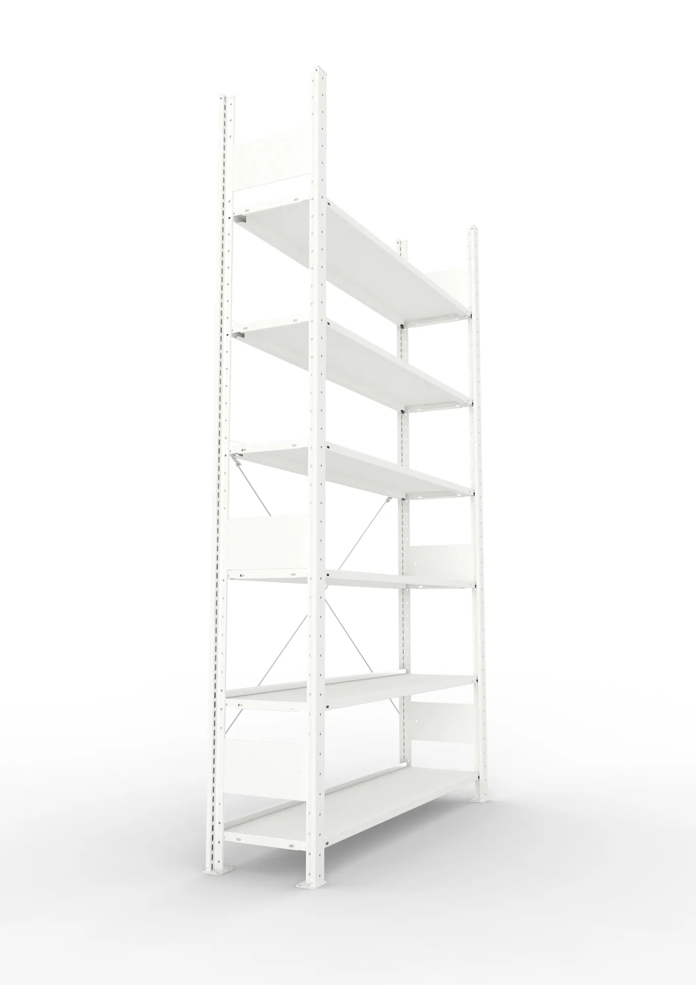 META COMPACT | Büro-Steckregal | Grundregal | 2200 x 1250 x 300 mm | Fachlast 80 kg | 6 Ebenen | RAL 7035