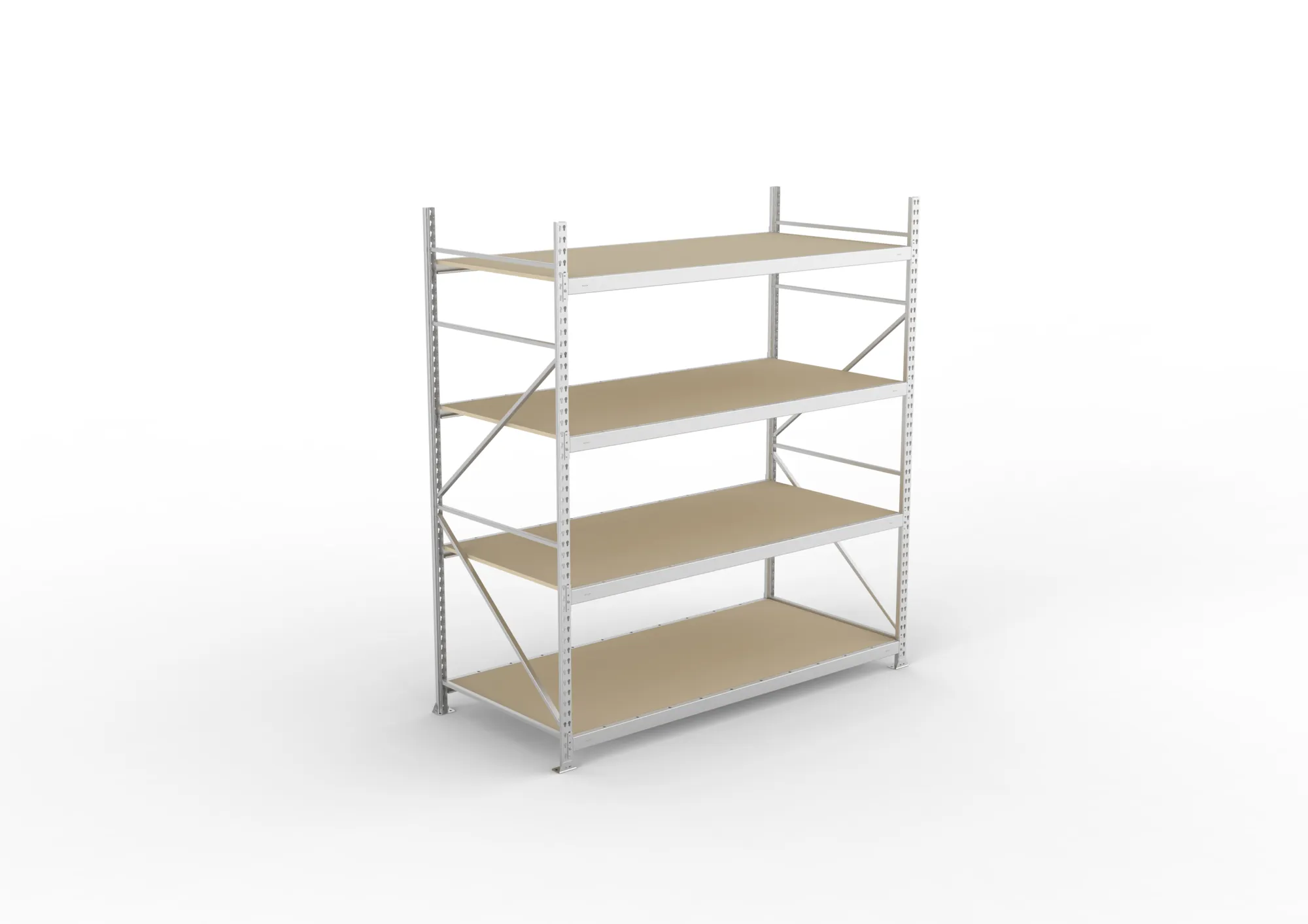 META MINI-RACK Weitspannregal | Grundregal | 2500 x 2200 x 1050 mm | Fachlast 600 kg | Spanplattenböden | 4 Ebenen