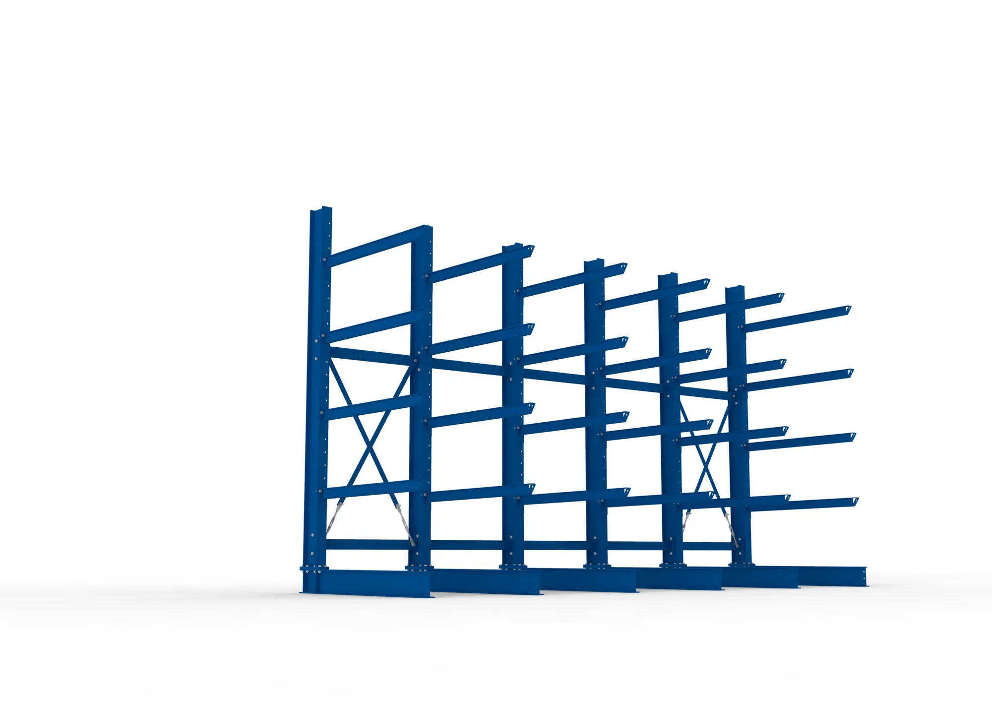 META MULTISTRONG H | Kragarmregal | 5 Felder | 3000 x 5000 x 1250 mm | Armlast 400 kg | einseitig | 4+1 Ebenen