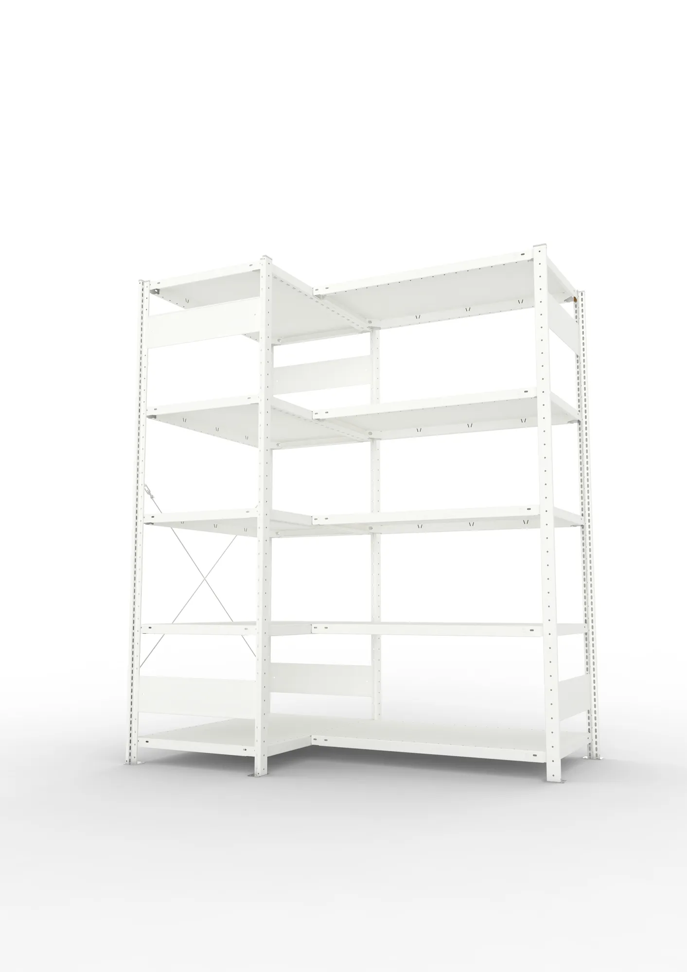 META CLIP | Eckregal | 2000 x 1000 x 600 mm | Fachlast 100 kg | 4+1 Ebenen | RAL 7035
