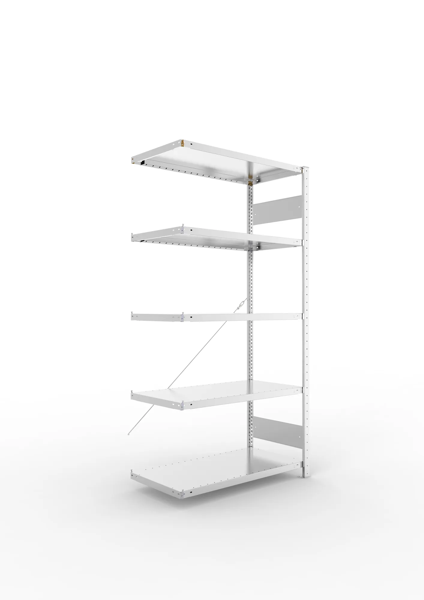 META CLIP S3 | Fachbodenregal | Anbauregal | 2000 x 1000 x 500 mm | Fachlast 230 kg | 4+1 Ebenen | verzinkt