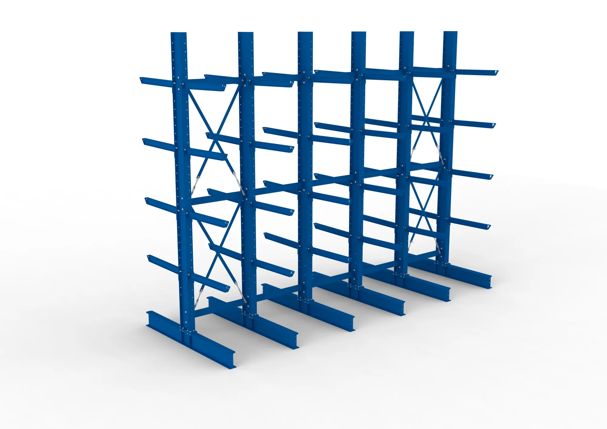 META MULTISTRONG H | Kragarmregal | 5 Felder | 4000 x 5000 x 800 mm | Armlast 630 kg | doppelseitig | 4+1 Ebenen