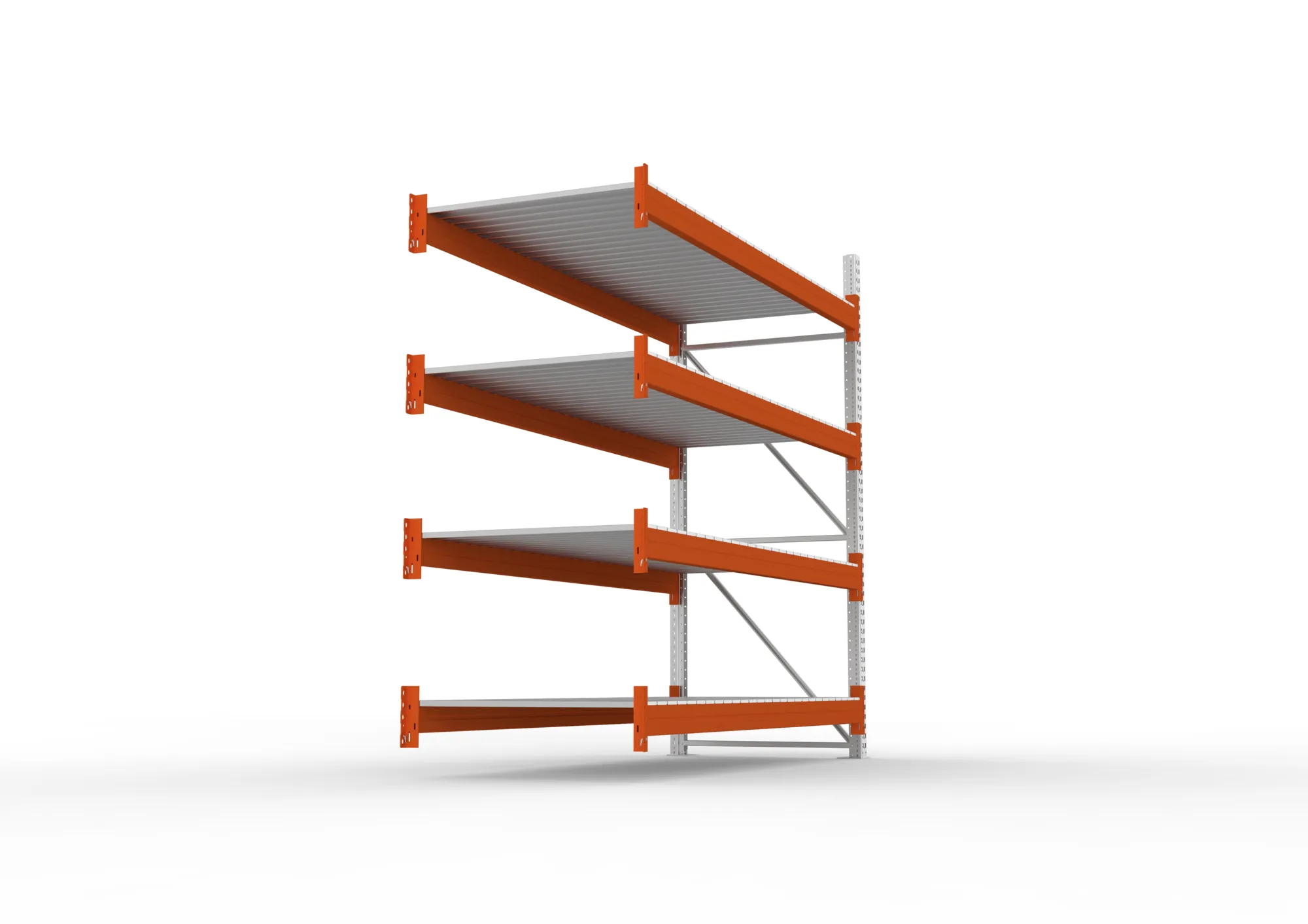 META MULTIPAL | Großfachregal | Anbauregal | 2700 x 2700 x 1100 mm | Fachlast 2400 kg | 4 Ebenen | Stahlpaneele | verzinkt