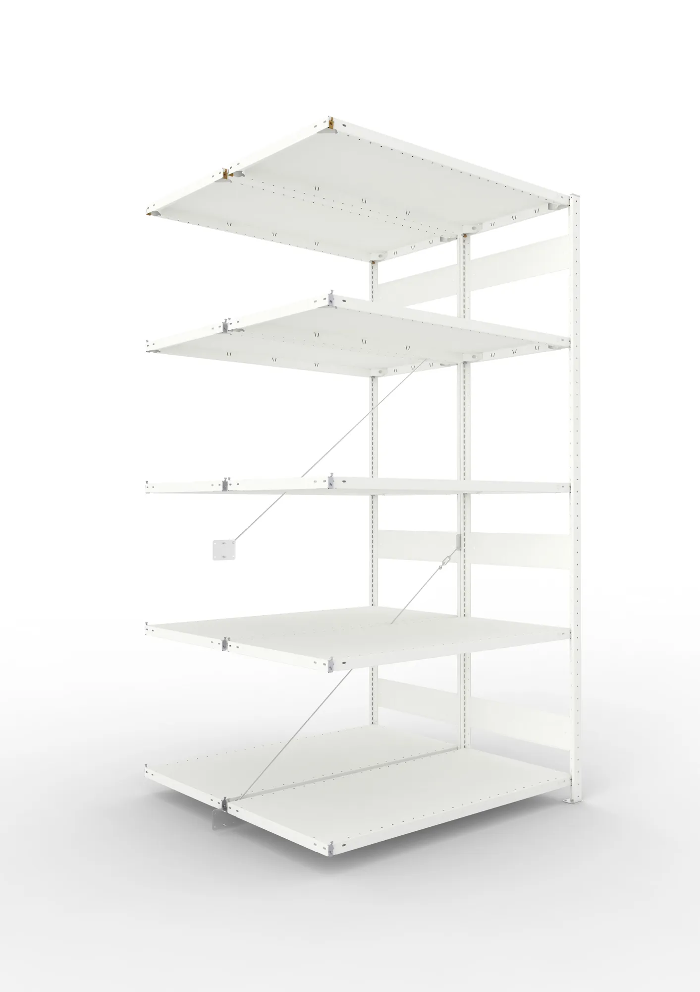 META CLIP | Fachbodenregal | Doppel-Anbauregal | 2500 x 1300 x 600 mm | Fachlast 230 kg | 4+1 Ebenen | RAL 7035