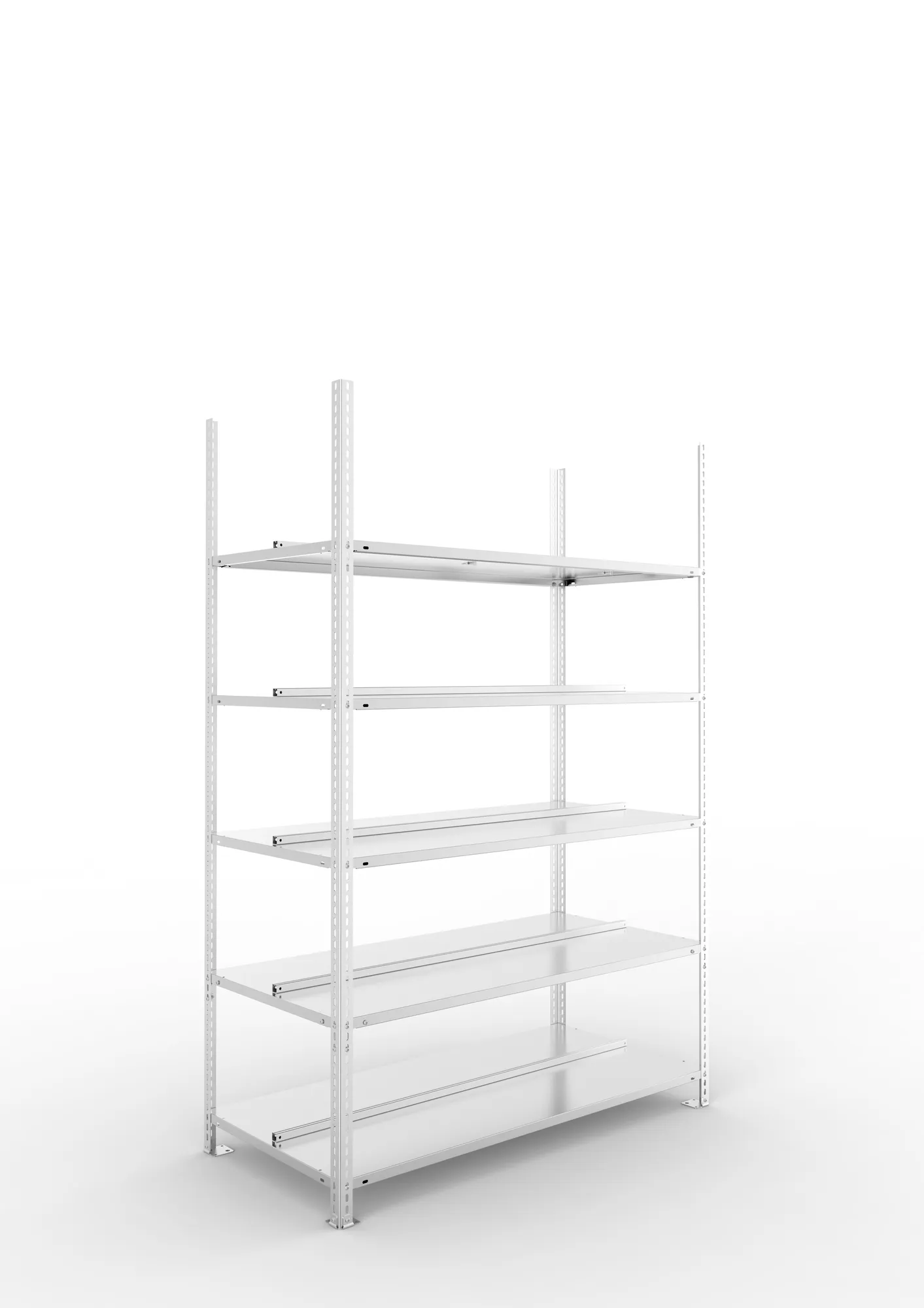 META FIX COMPACT | Büro-Schraubregal | Grundregal | 1850 x 1250 x 600 mm | Fachlast 100 kg | 5 Ebenen | verzinkt