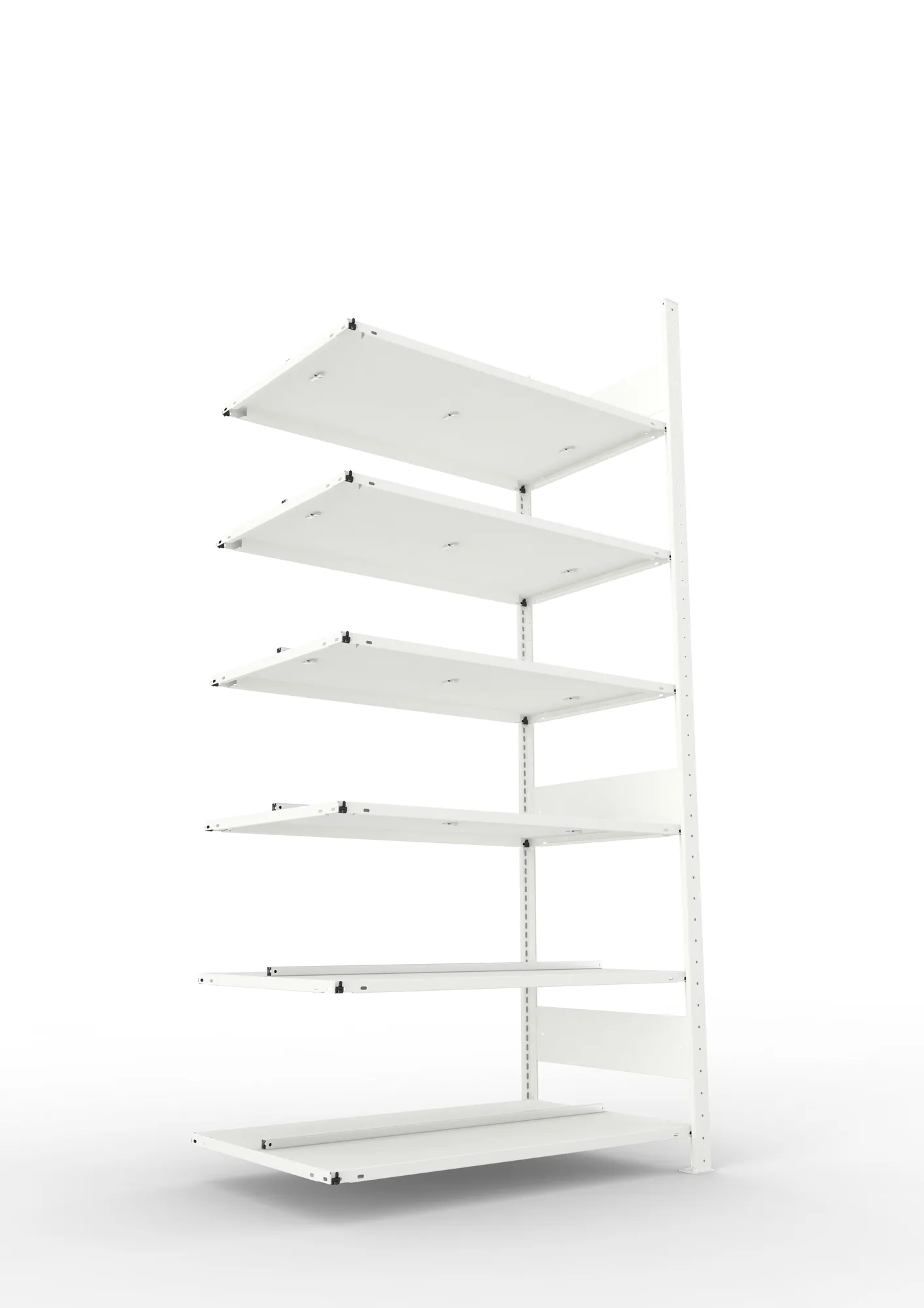 META COMPACT | Büro-Steckregal | Anbauregal | 2200 x 1000 x 600 mm | Fachlast 100 kg | 6 Ebenen | RAL 7035
