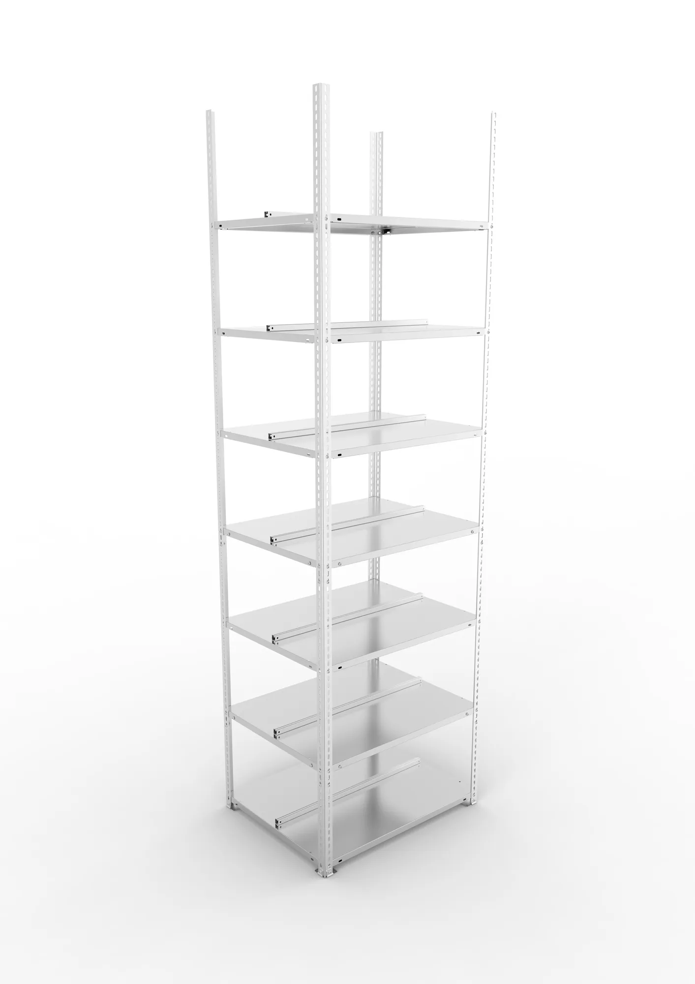 META FIX COMPACT | Büro-Schraubregal | Grundregal | 2500 x 750 x 600 mm | Fachlast 100 kg | 7 Ebenen | verzinkt
