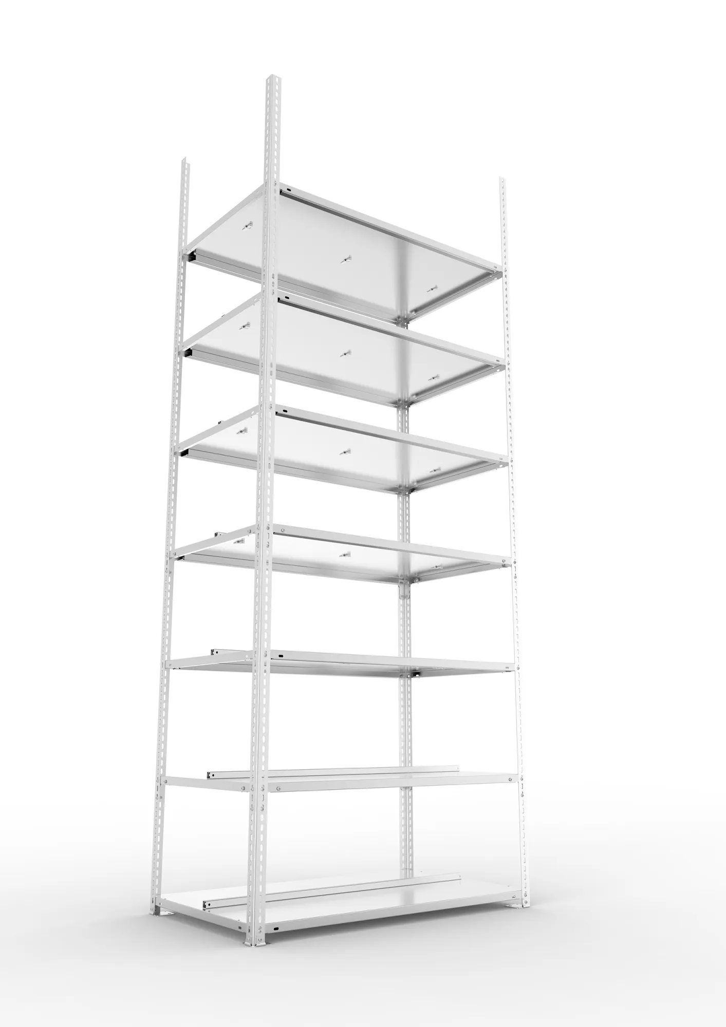 META FIX COMPACT | Büro-Schraubregal | Grundregal | 2500 x 1000 x 600 mm | Fachlast 100 kg | 7 Ebenen | verzinkt